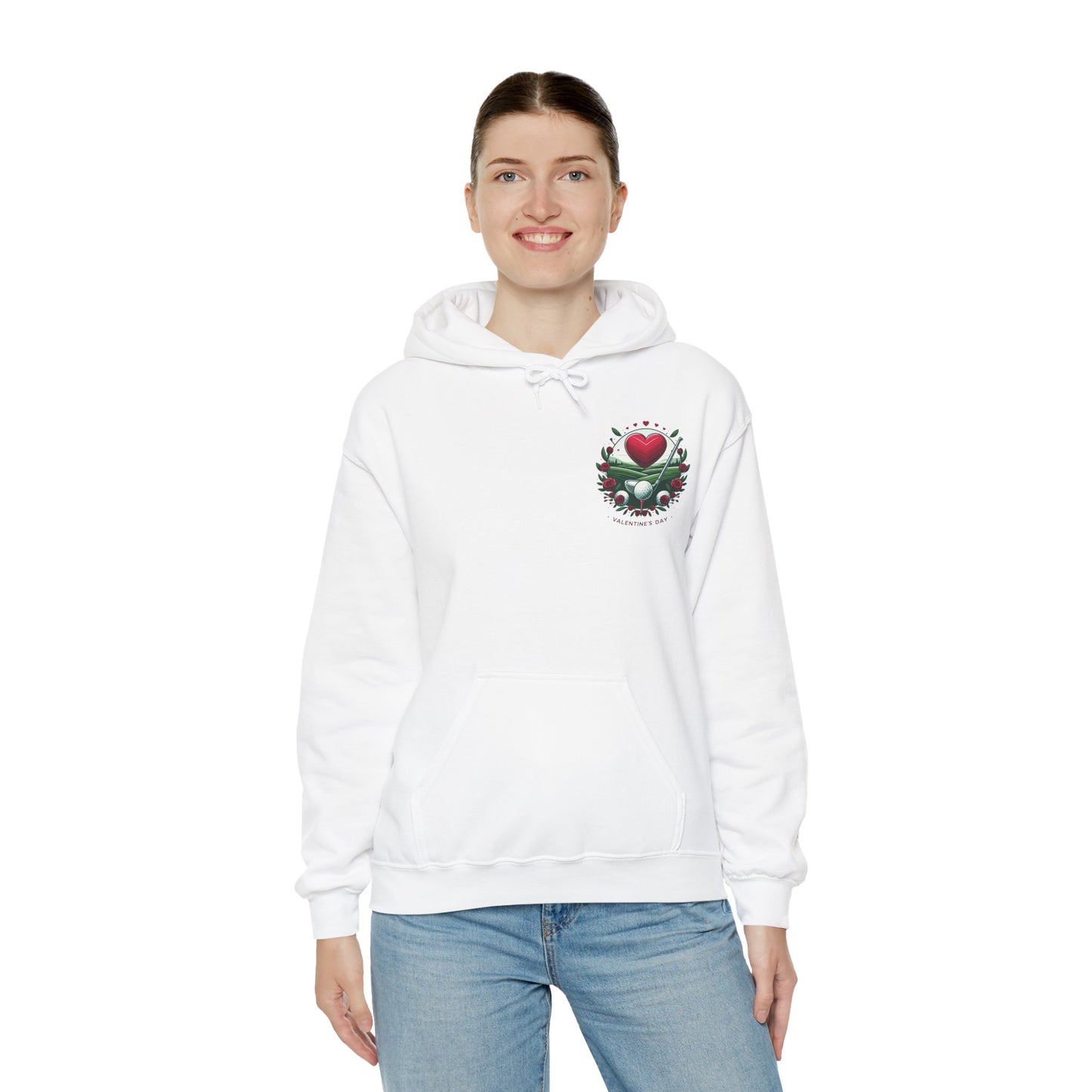 Viral Valentines Golf Heart Hoodie - Cute Roses & Golf Ball Graphic Unisex Sweatshirt - Unique Romantic Golfer Gift
