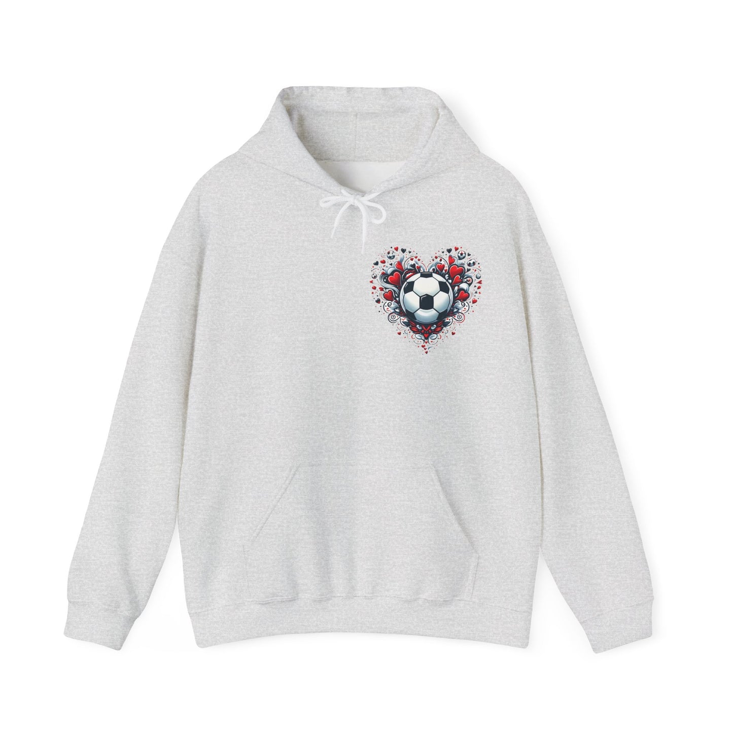 Love the Game Soccer Heart Hoodie | Minimalist Left-Chest Print | Soccer Mom & Fan Gift