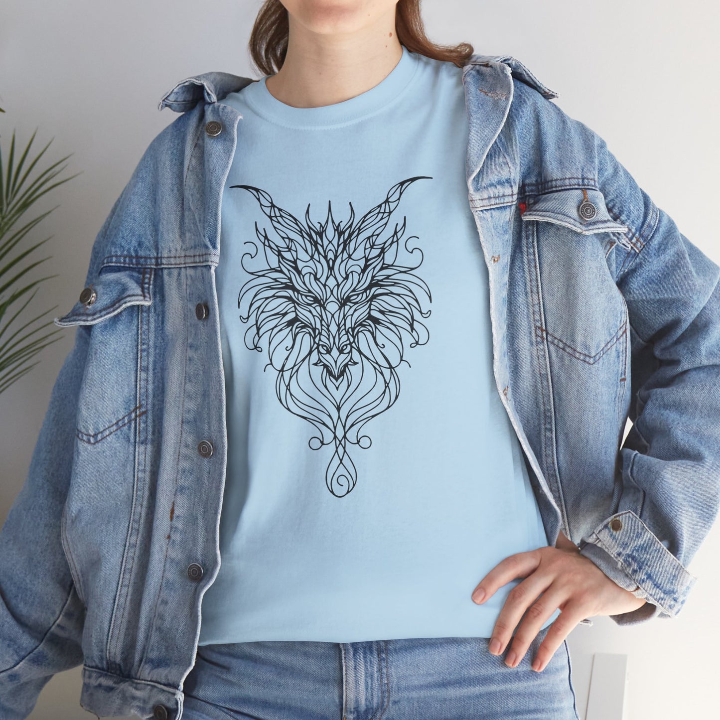 Dragon Line Art Shirt | Mythical Creature Sketch Tee | Minimalist Tattoo Style Top | Intricate Fantasy Art Gift | Unisex White T-Shirt