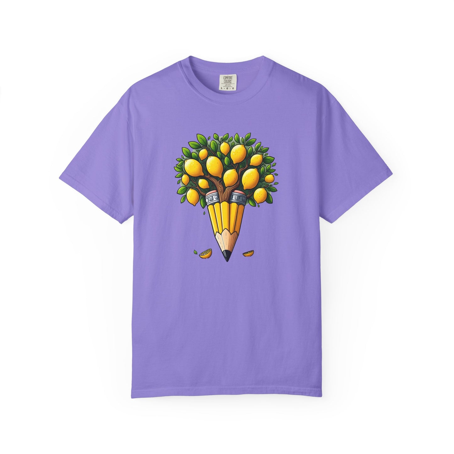 Artistic Lemon Pencil Tree T-Shirt - Unique Art & Nature Celebrating Growth and Imagination