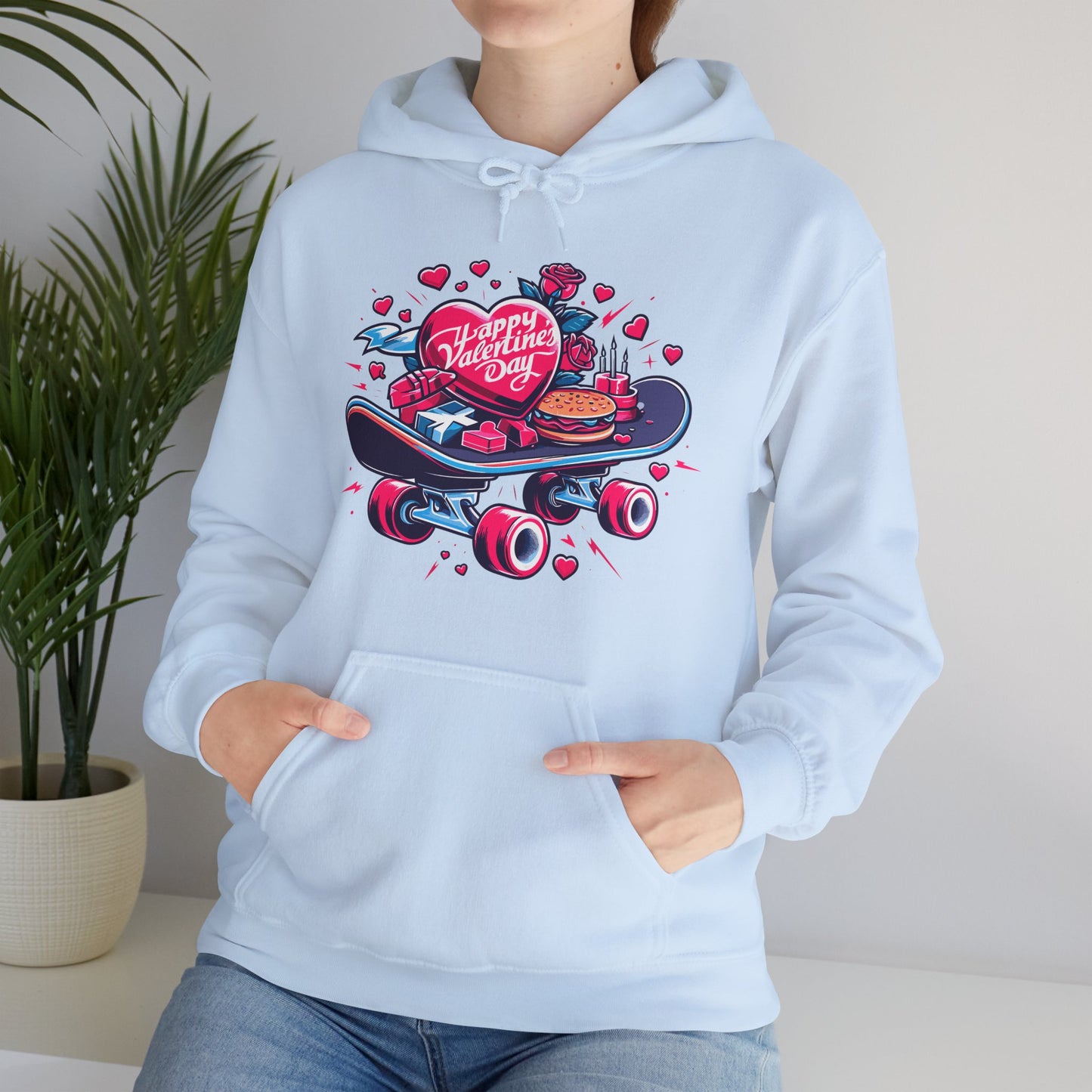 Skateboard Valentine's Hoodie | Edgy "Ride & Love" Graphic Sweatshirt | Funny Skater Gift
