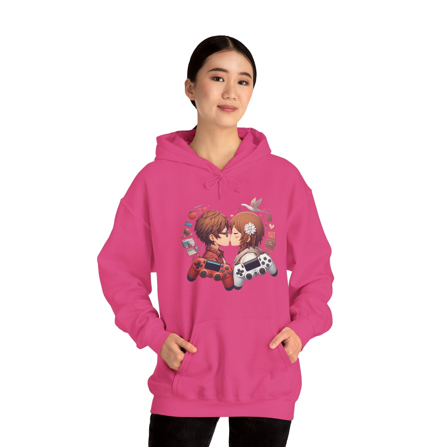 Retro Cyberpunk Gaming Couple Hoodie | Kawaii Valentine's Day Gamer Gift