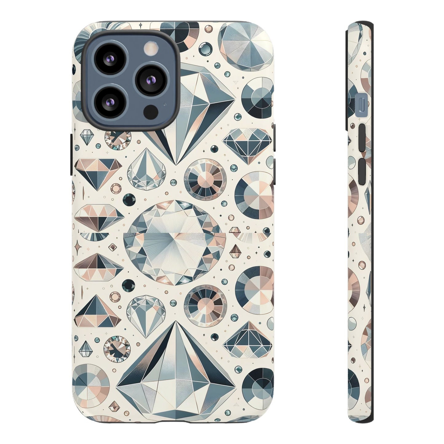 Diamond Pattern iPhone Case | Dual Layer Tough Cover | Luxury Gemstone Print | Glossy or Matte Finish | Shockproof Polycarbonate & TPU Shell