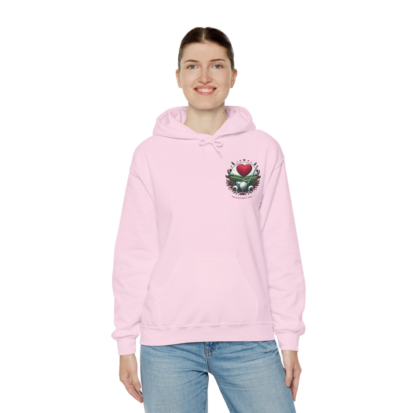 Viral Valentines Golf Heart Hoodie - Cute Roses & Golf Ball Graphic Unisex Sweatshirt - Unique Romantic Golfer Gift