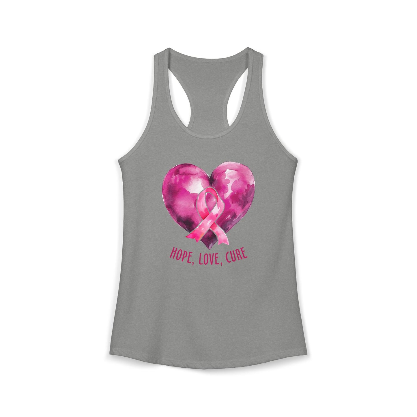 Heart of Hope" Watercolor Pink Ribbon Tank | Breast Cancer Awareness Racerback | Survivor & Support Shirt