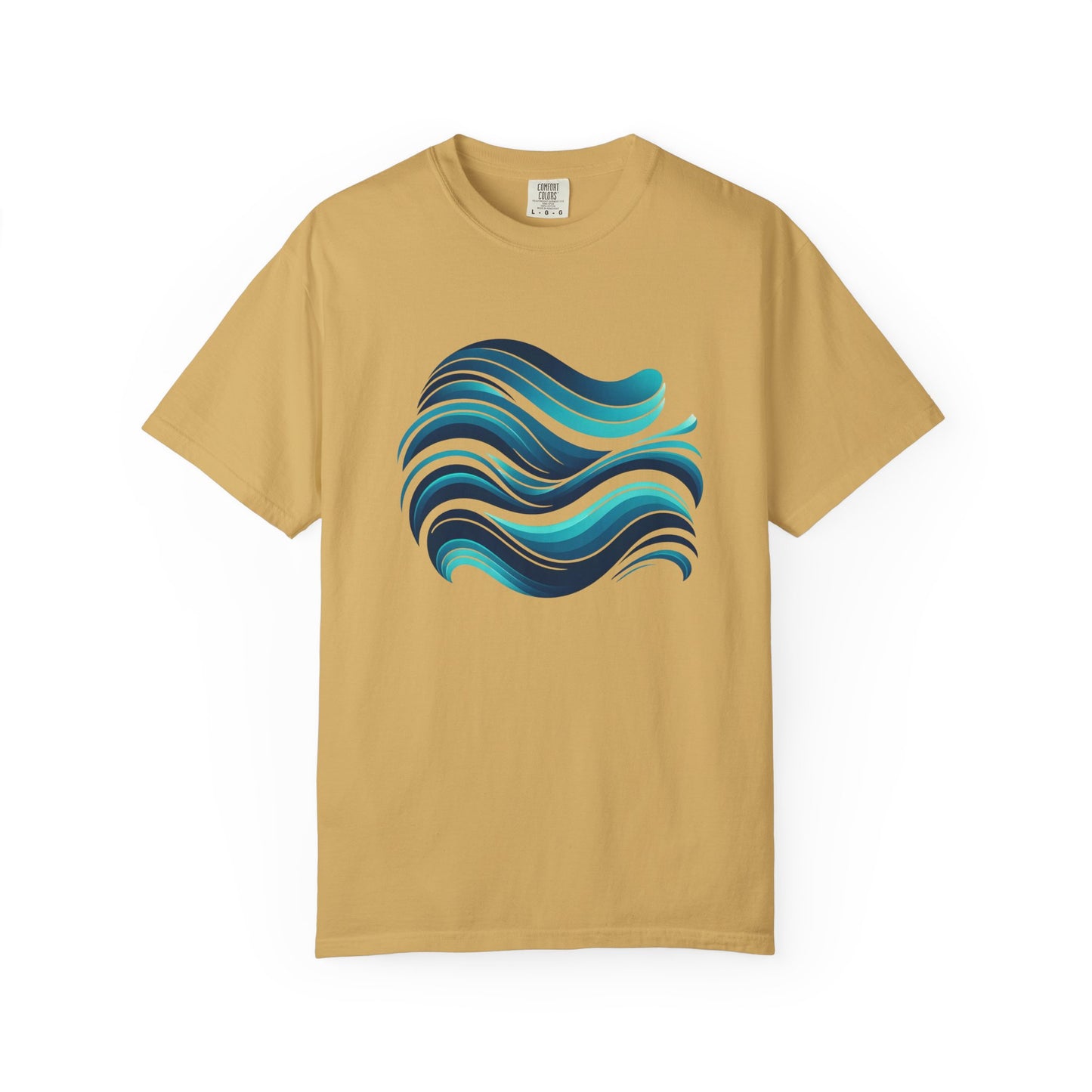 Abstract Ocean Wave T-Shirt  Modern Aqua Design   Artistic Sea Wave