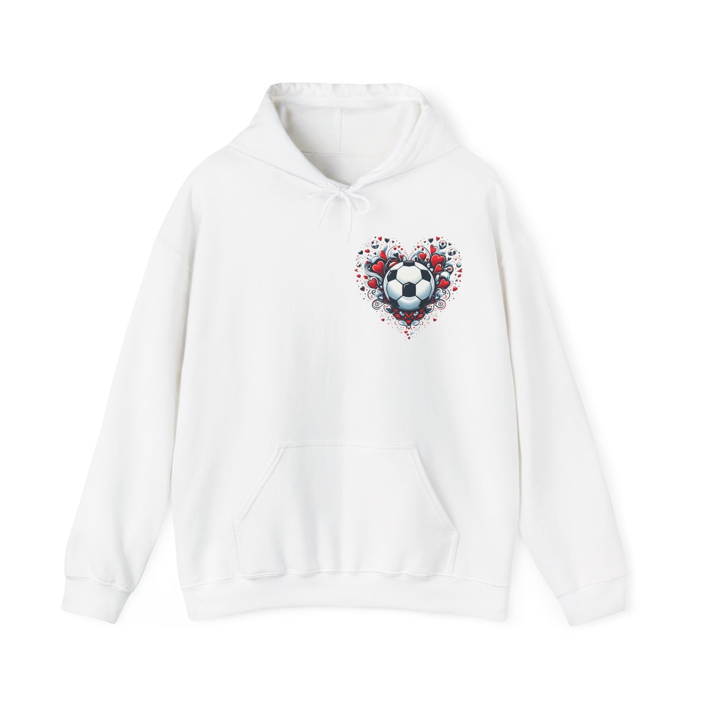 Love the Game Soccer Heart Hoodie | Minimalist Left-Chest Print | Soccer Mom & Fan Gift