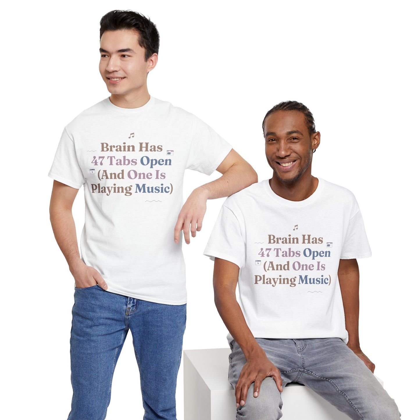 ADHD Lofi Aesthetic: 'Brain Has 47 Tabs Open (And One Is Playing Music)' Graphic Tee