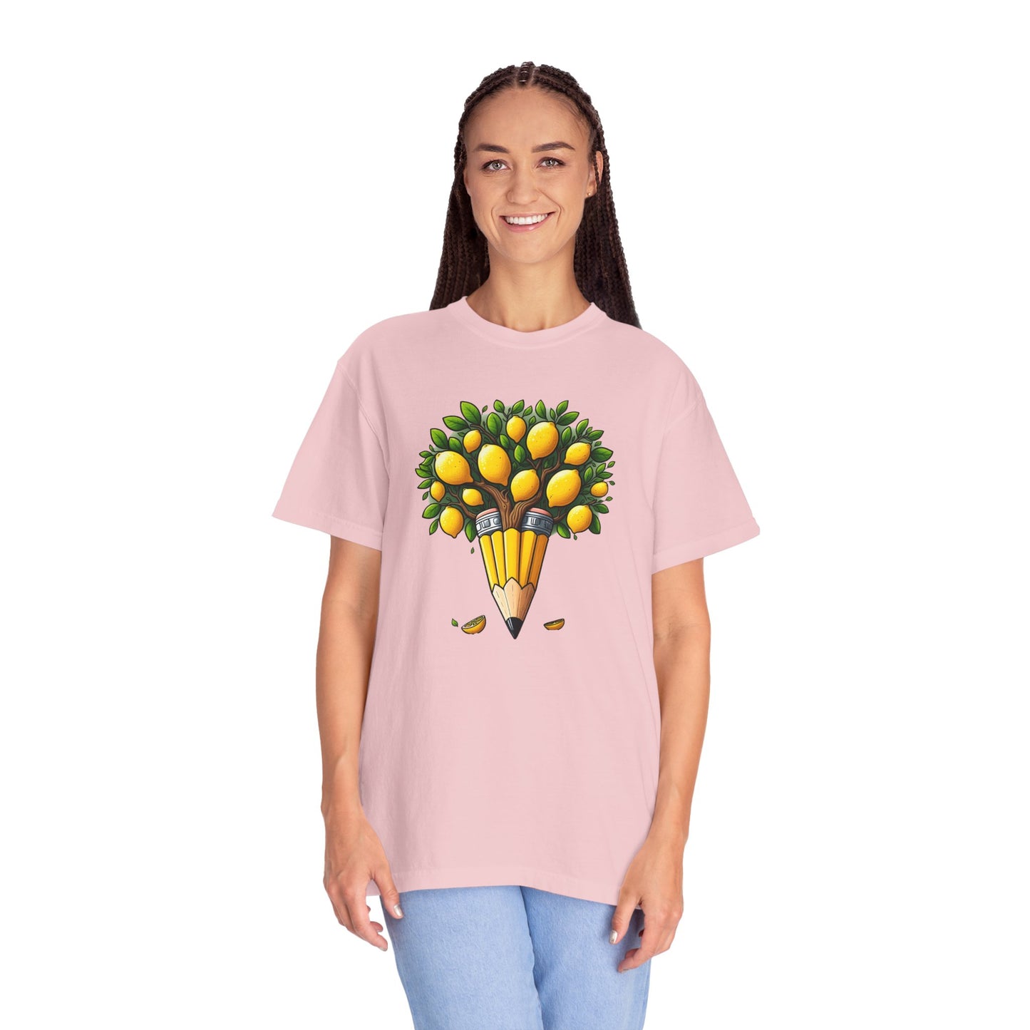 Artistic Lemon Pencil Tree T-Shirt - Unique Art & Nature Celebrating Growth and Imagination