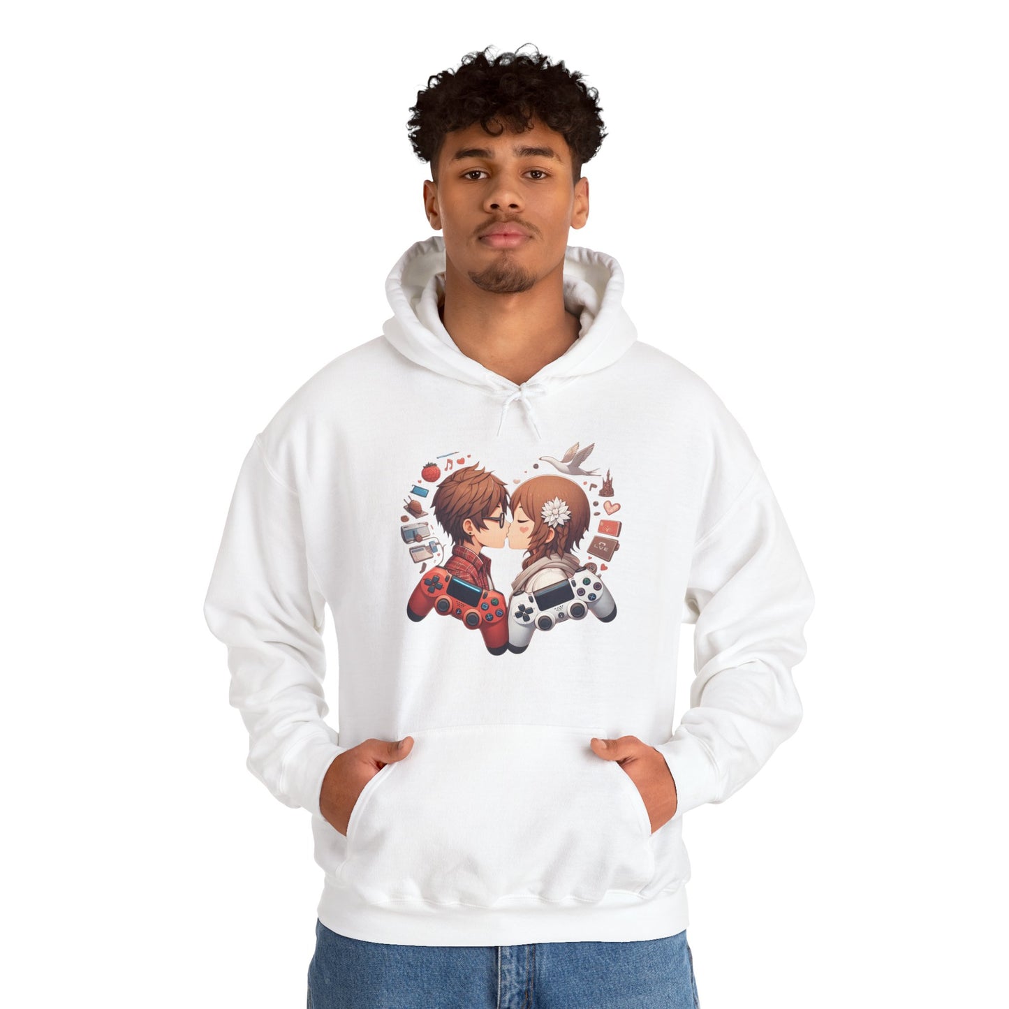 Retro Cyberpunk Gaming Couple Hoodie | Kawaii Valentine's Day Gamer Gift