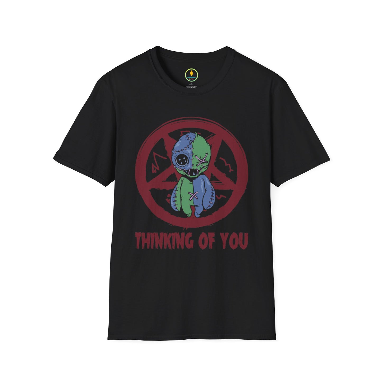 Spooky Voodoo Doll Prohibition Tee - Unique Halloween ‘Thinking of You’ Shirt