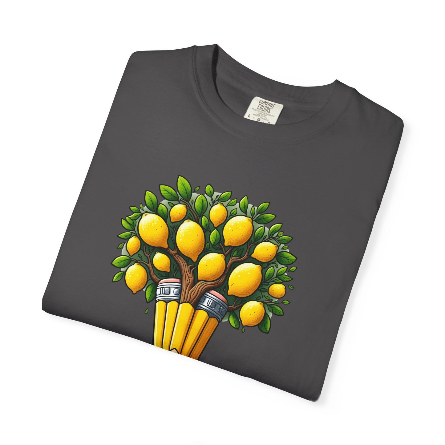 Artistic Lemon Pencil Tree T-Shirt - Unique Art & Nature Celebrating Growth and Imagination