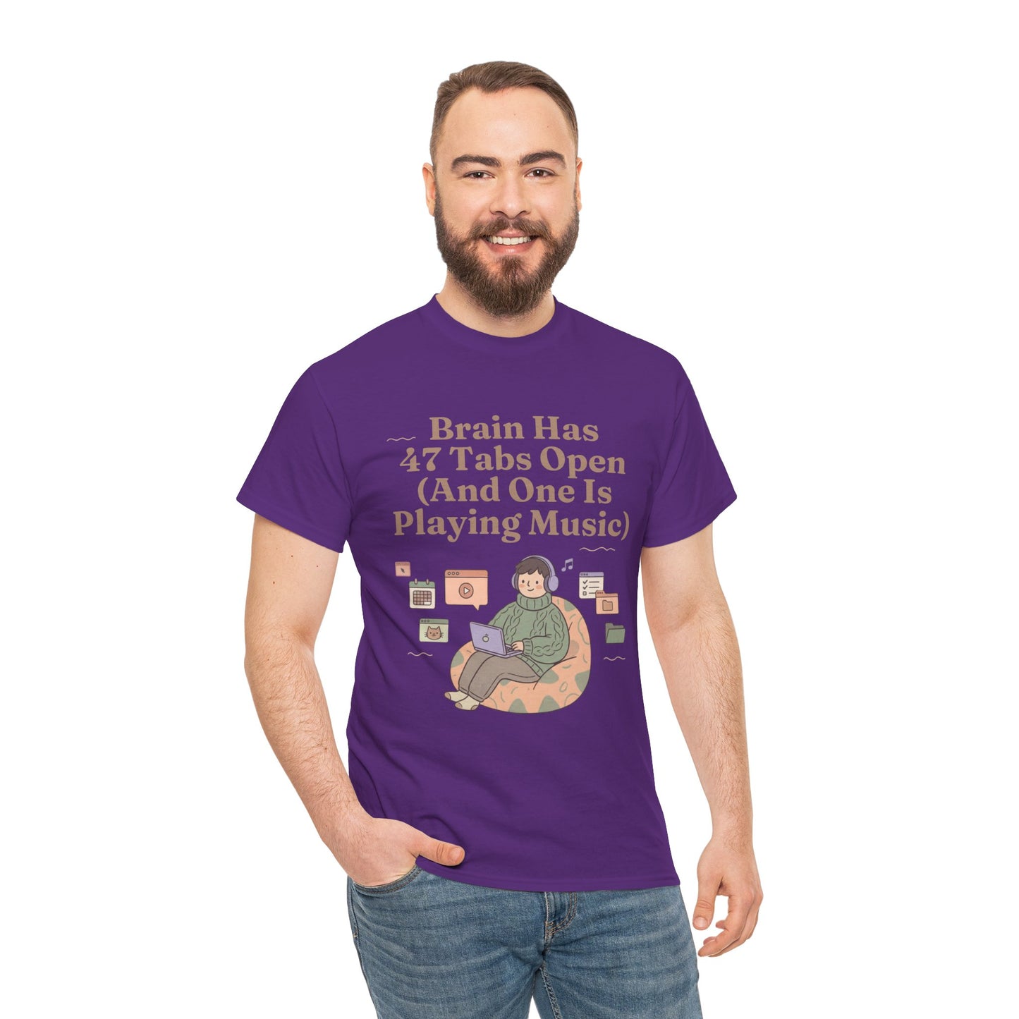 ADHD Lofi Aesthetic: 'Brain Has 47 Tabs Open (And One Is Playing Music)' Graphic Tee