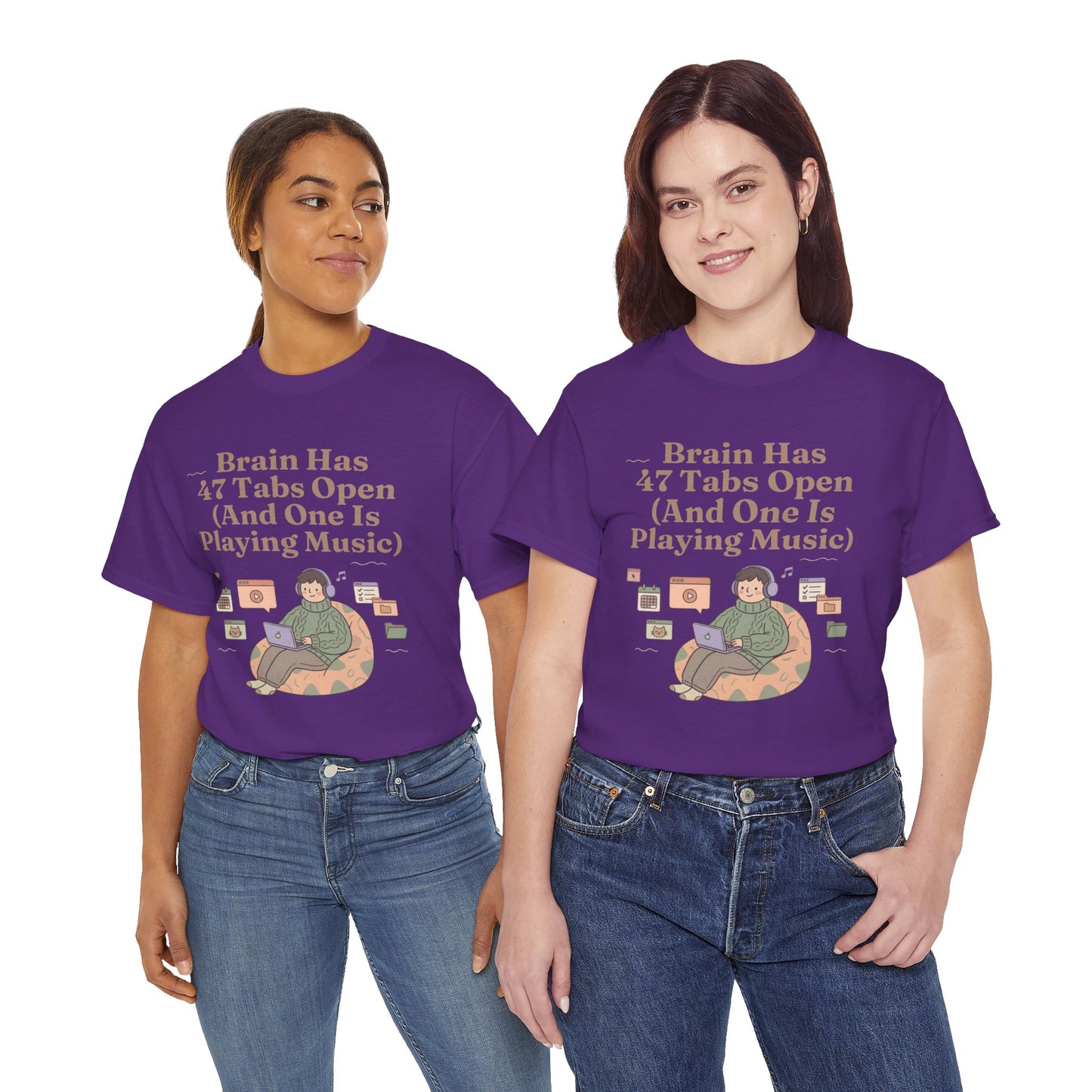 ADHD Lofi Aesthetic: 'Brain Has 47 Tabs Open (And One Is Playing Music)' Graphic Tee