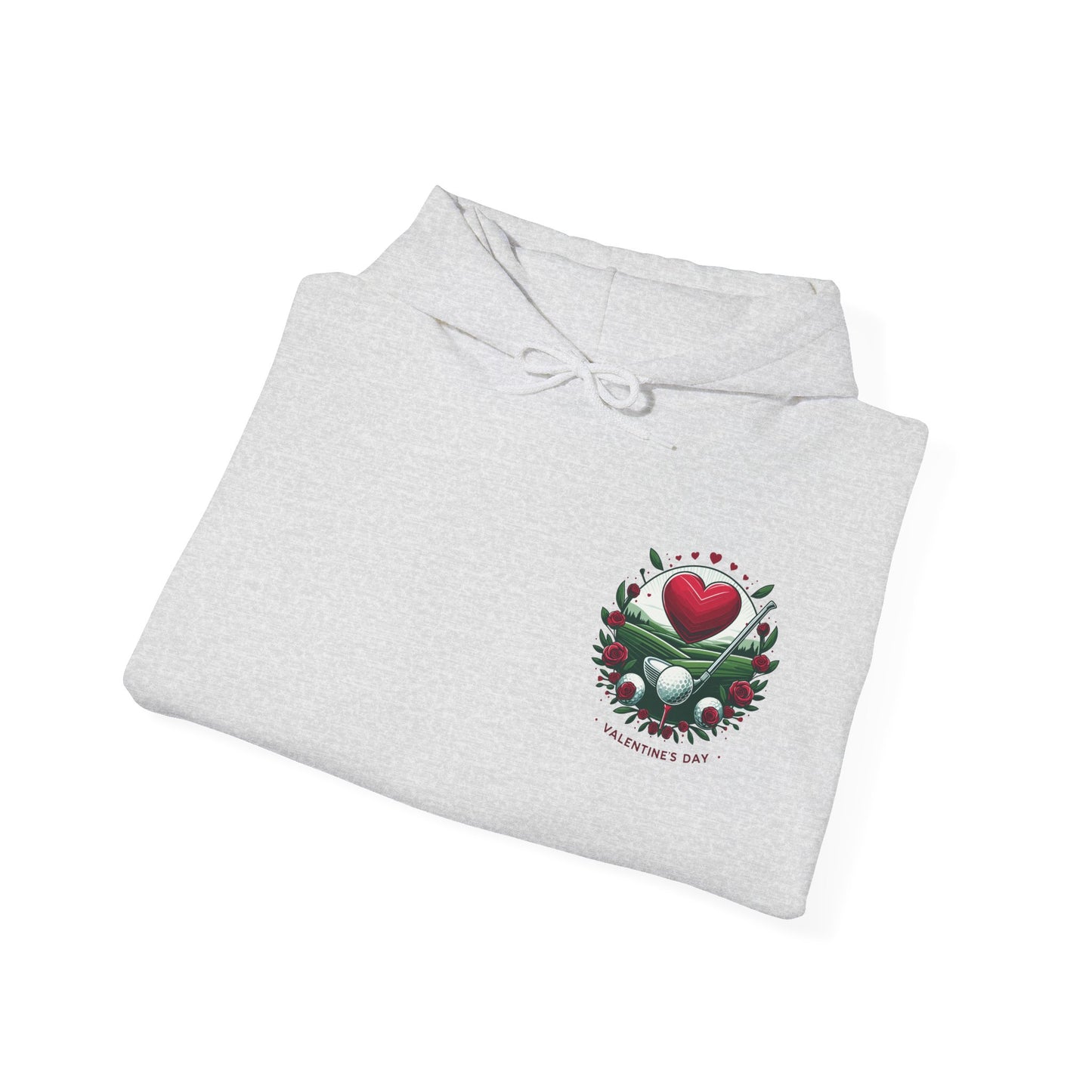 Viral Valentines Golf Heart Hoodie - Cute Roses & Golf Ball Graphic Unisex Sweatshirt - Unique Romantic Golfer Gift
