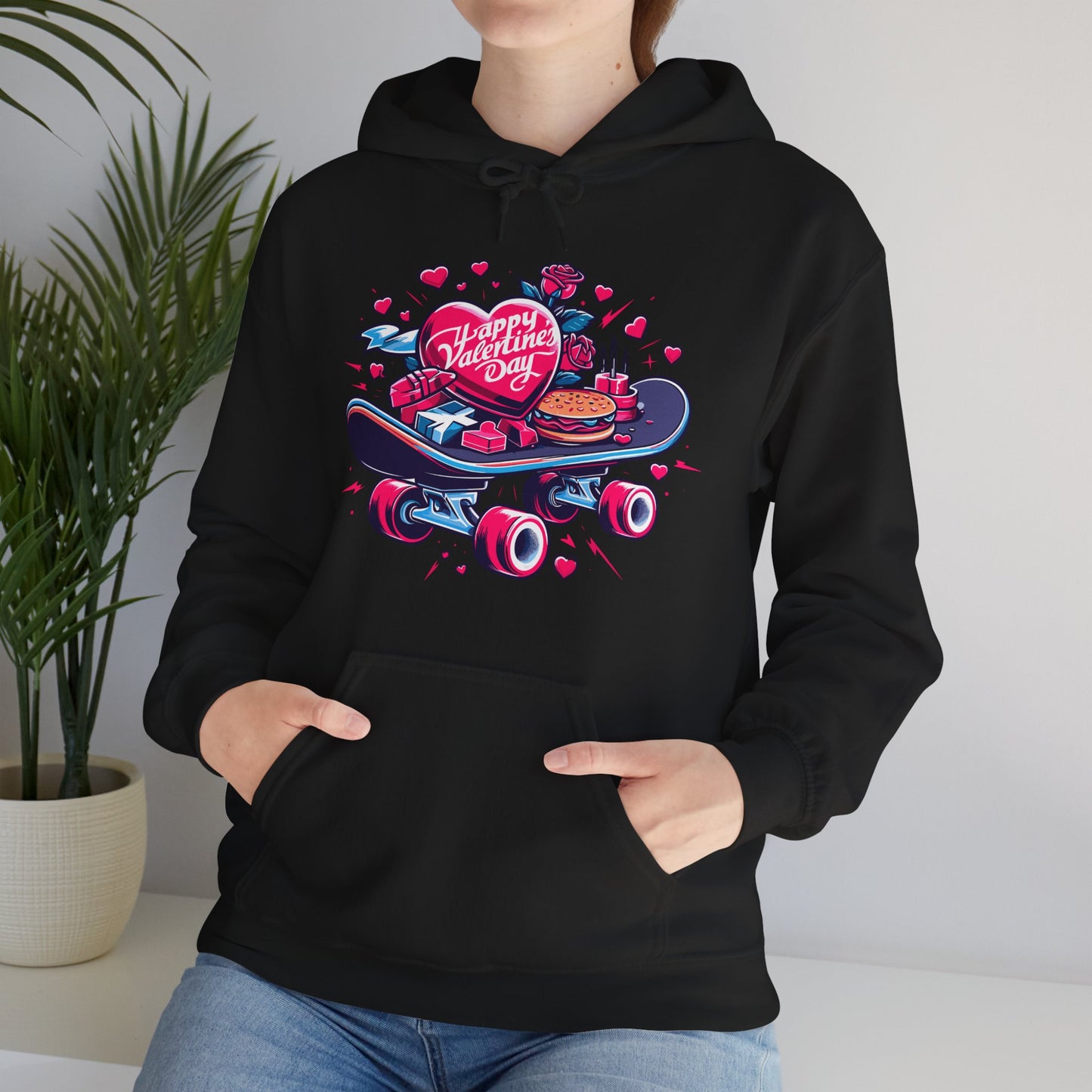 Skateboard Valentine's Hoodie | Edgy "Ride & Love" Graphic Sweatshirt | Funny Skater Gift