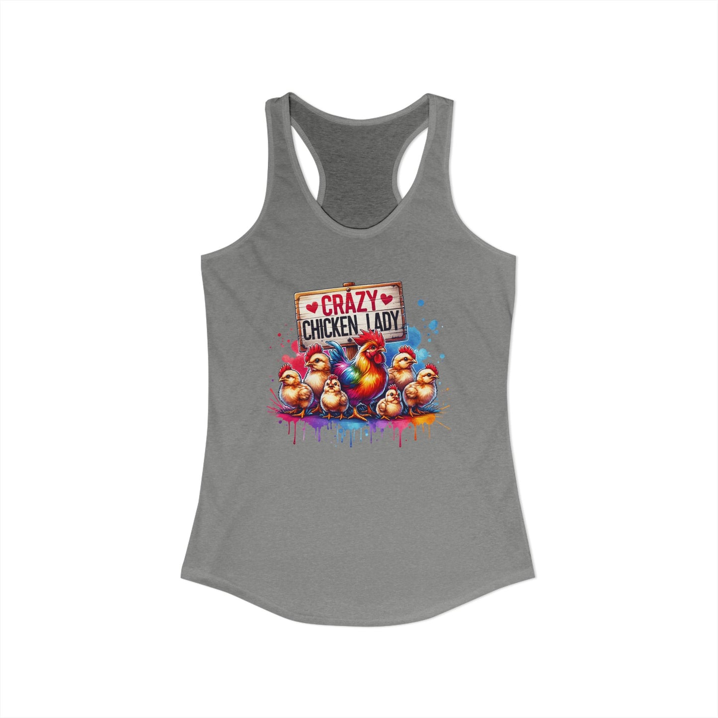 Whimsical ‘Crazy Chicken Lady’ Illustrated Tank Top – Perfect for Poultry Enthusiasts