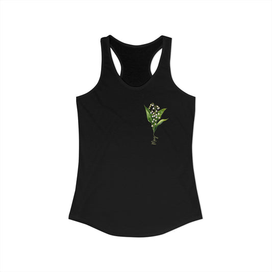 May Birth Flower Elegance – Lily of the Valley Women’s Racerback Tank