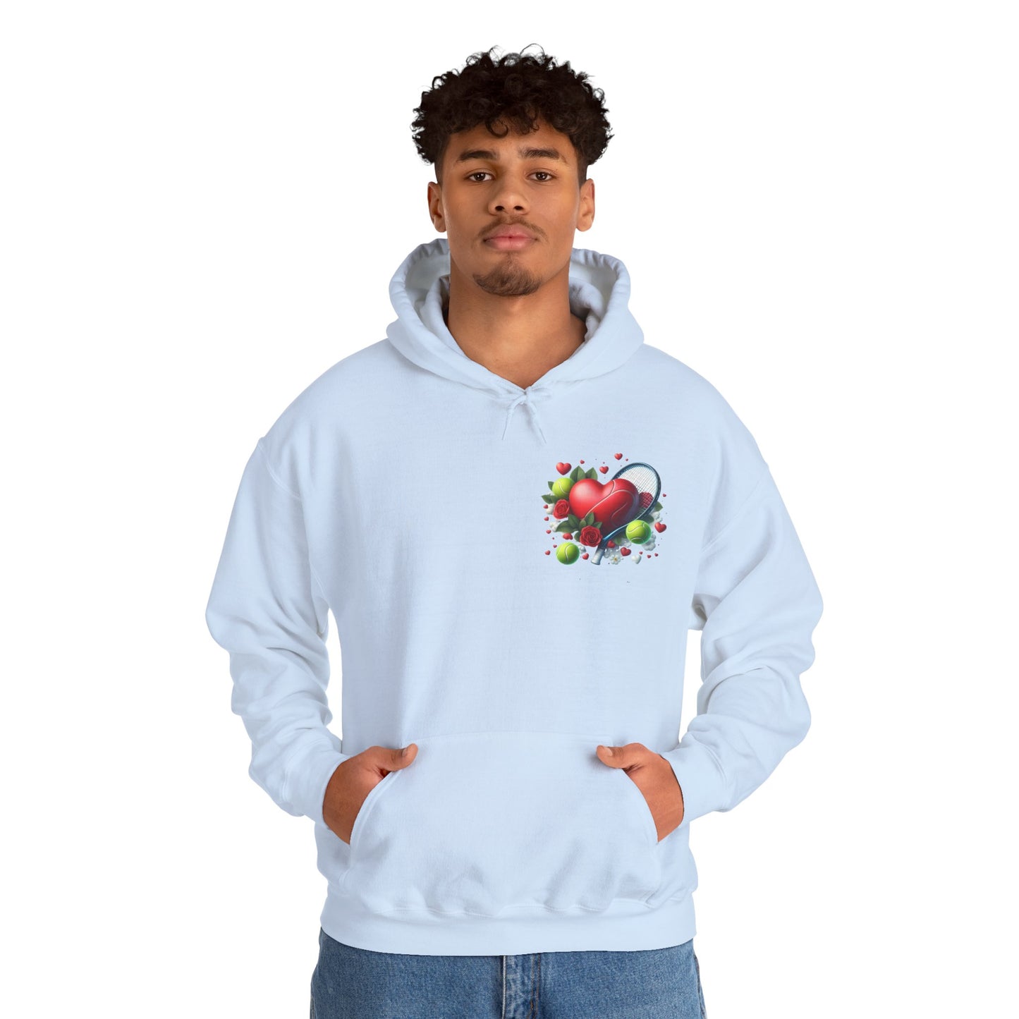 Tennis Love Hoodie: Heart Racquet Roses Balls Unisex Sweatshirt