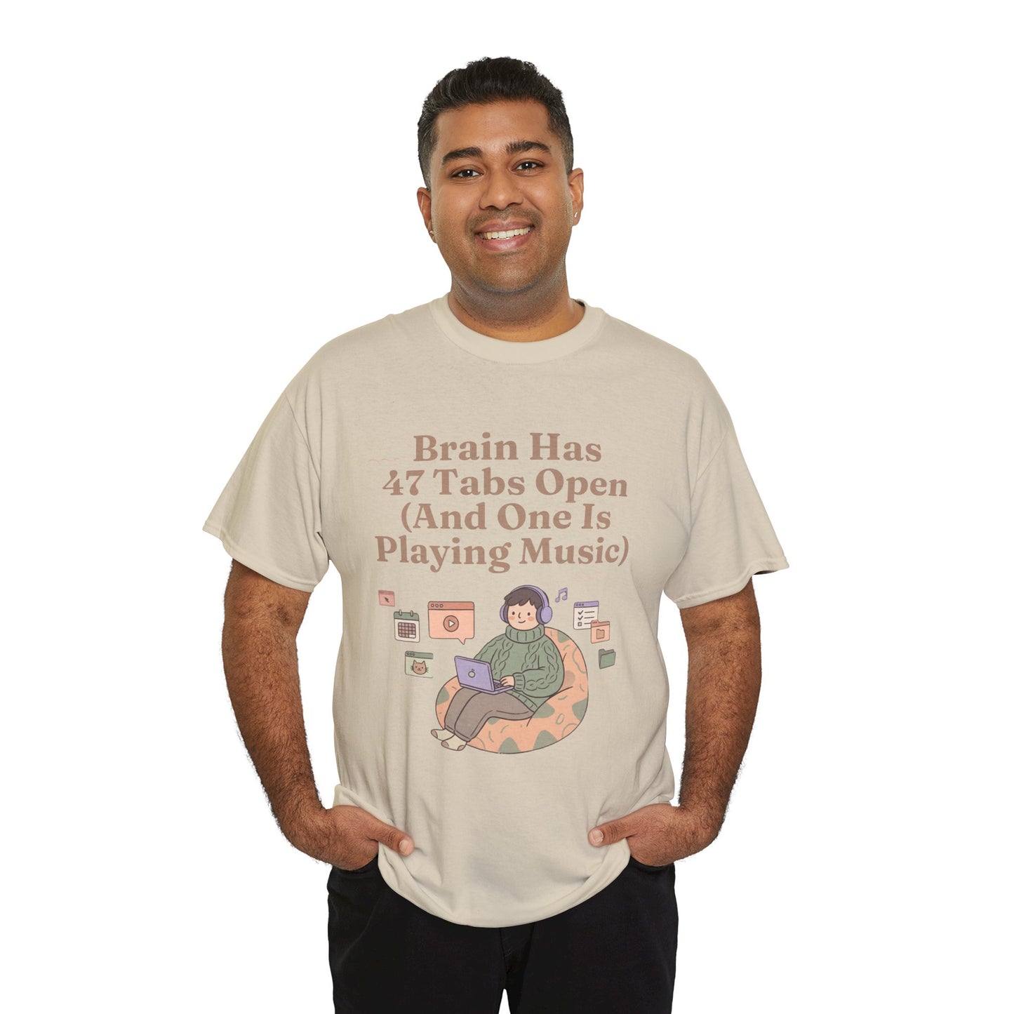 ADHD Lofi Aesthetic: 'Brain Has 47 Tabs Open (And One Is Playing Music)' Graphic Tee