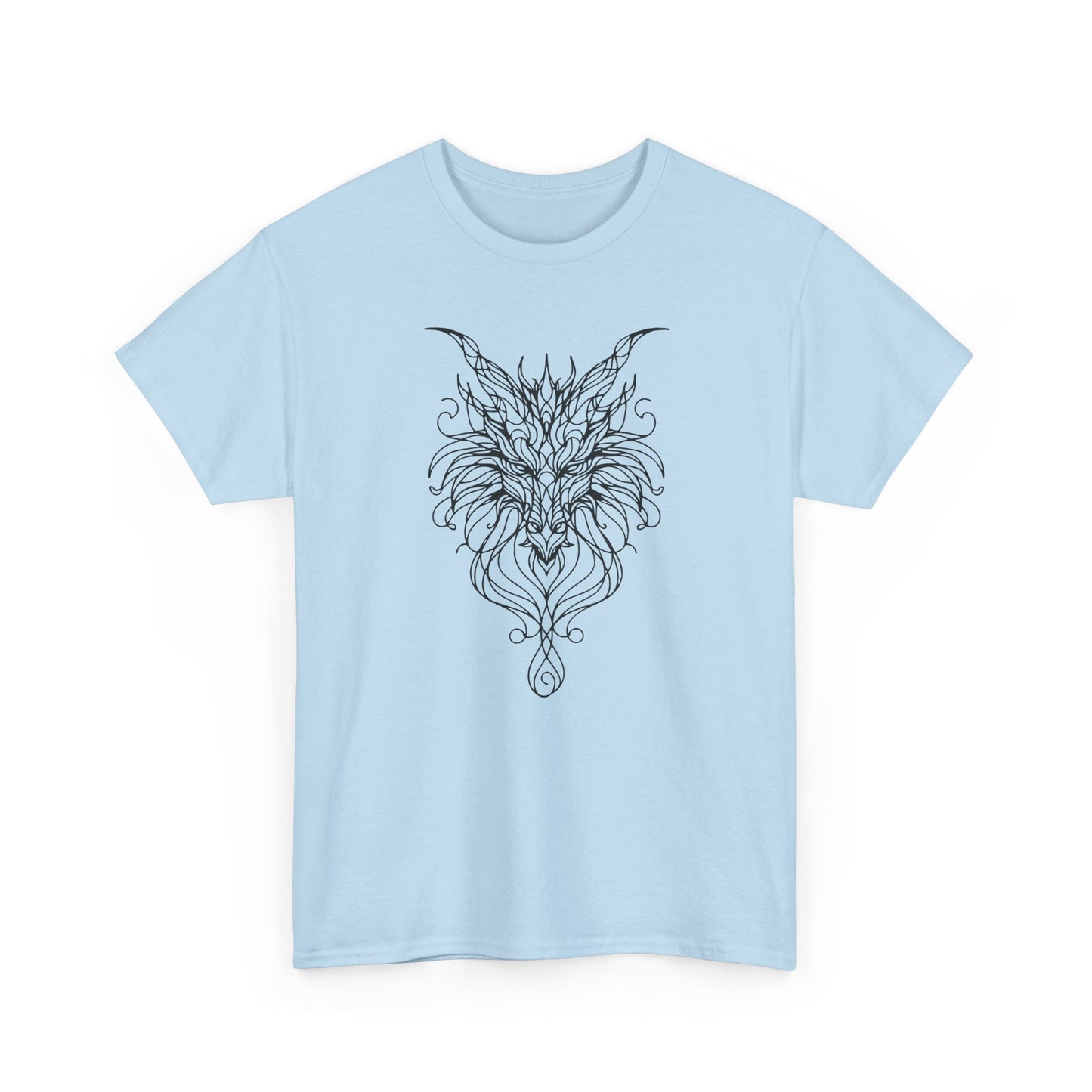 Dragon Line Art Shirt | Mythical Creature Sketch Tee | Minimalist Tattoo Style Top | Intricate Fantasy Art Gift | Unisex White T-Shirt