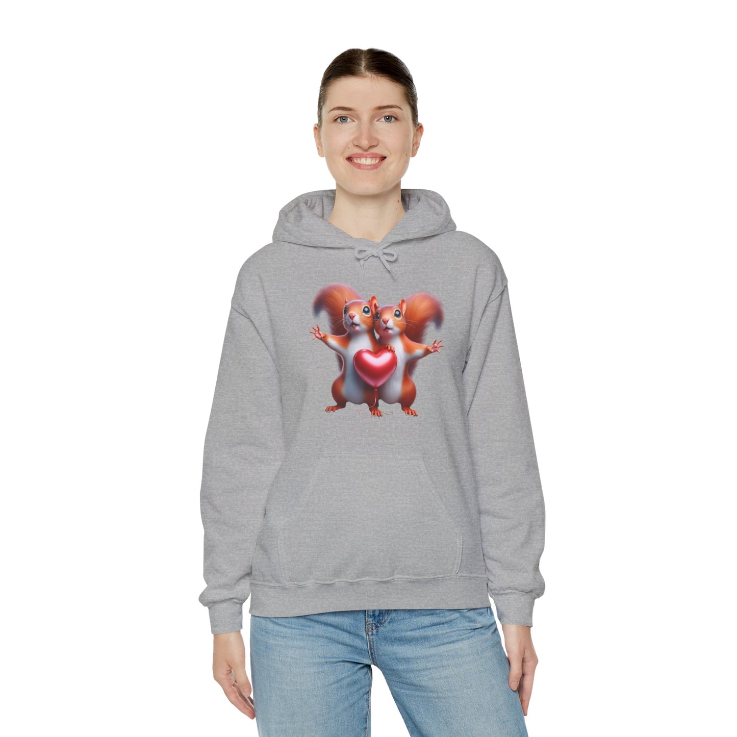 Squirrel Couple Heart Hoodie," "Cute Animal Hoodie