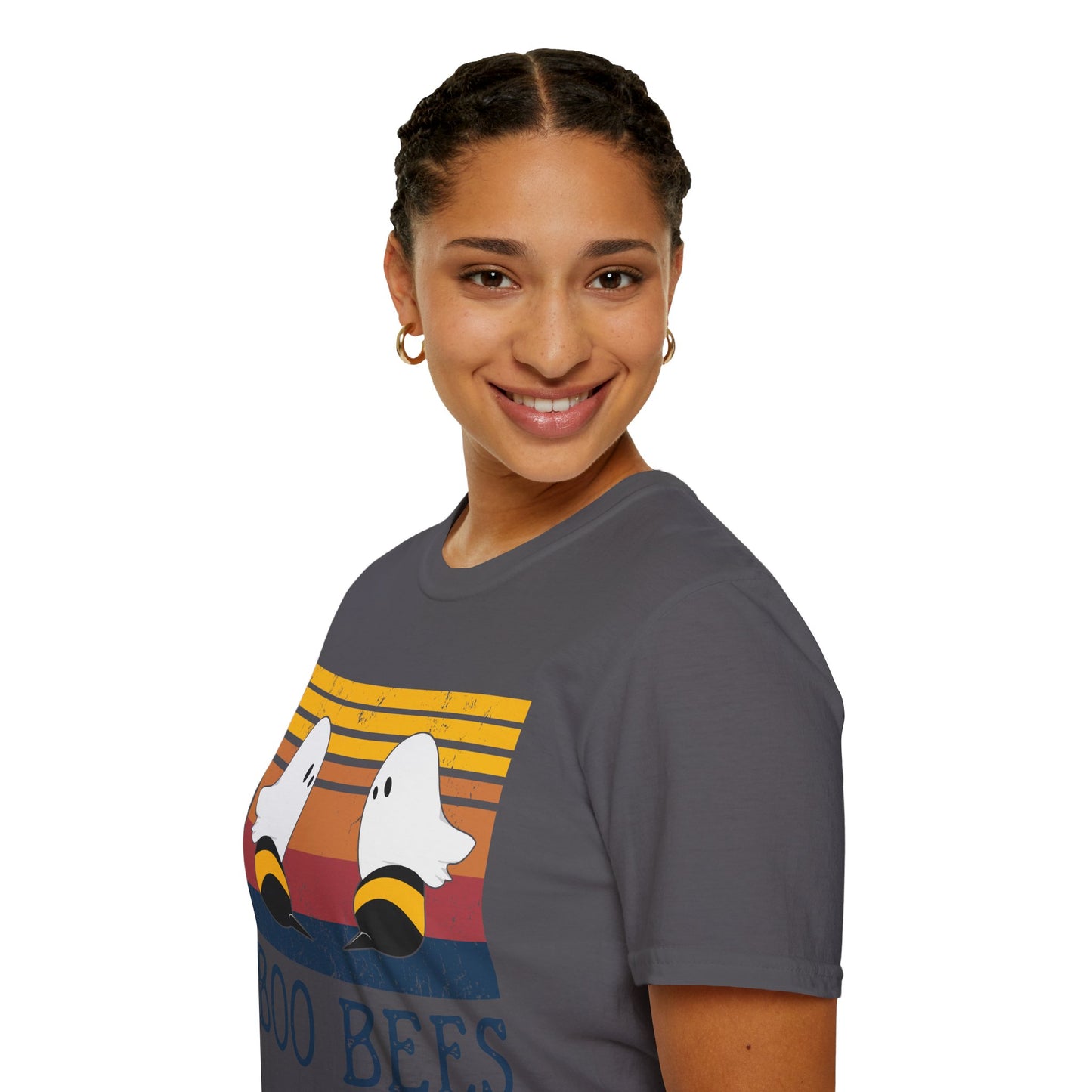 BOO BEES Retro Ghost‑Bee T‑Shirt – Funny Halloween Pun Tee for Spooky Season