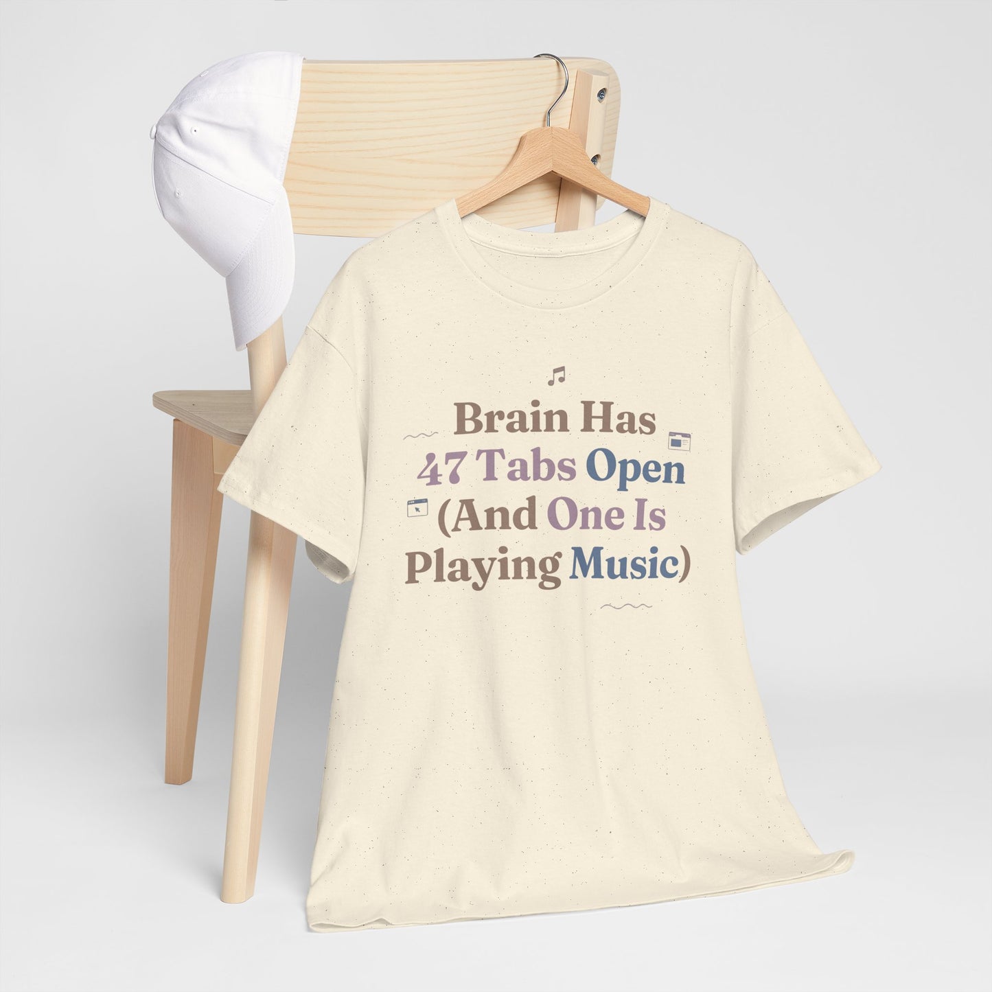 ADHD Lofi Aesthetic: 'Brain Has 47 Tabs Open (And One Is Playing Music)' Graphic Tee
