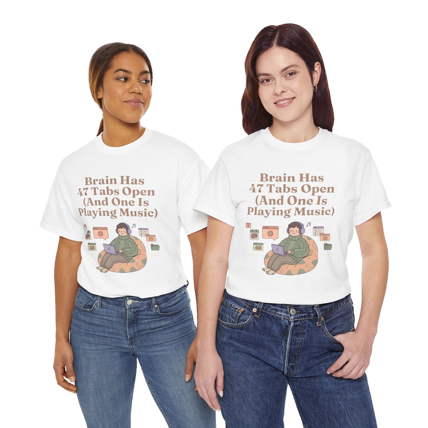 ADHD Lofi Aesthetic: 'Brain Has 47 Tabs Open (And One Is Playing Music)' Graphic Tee
