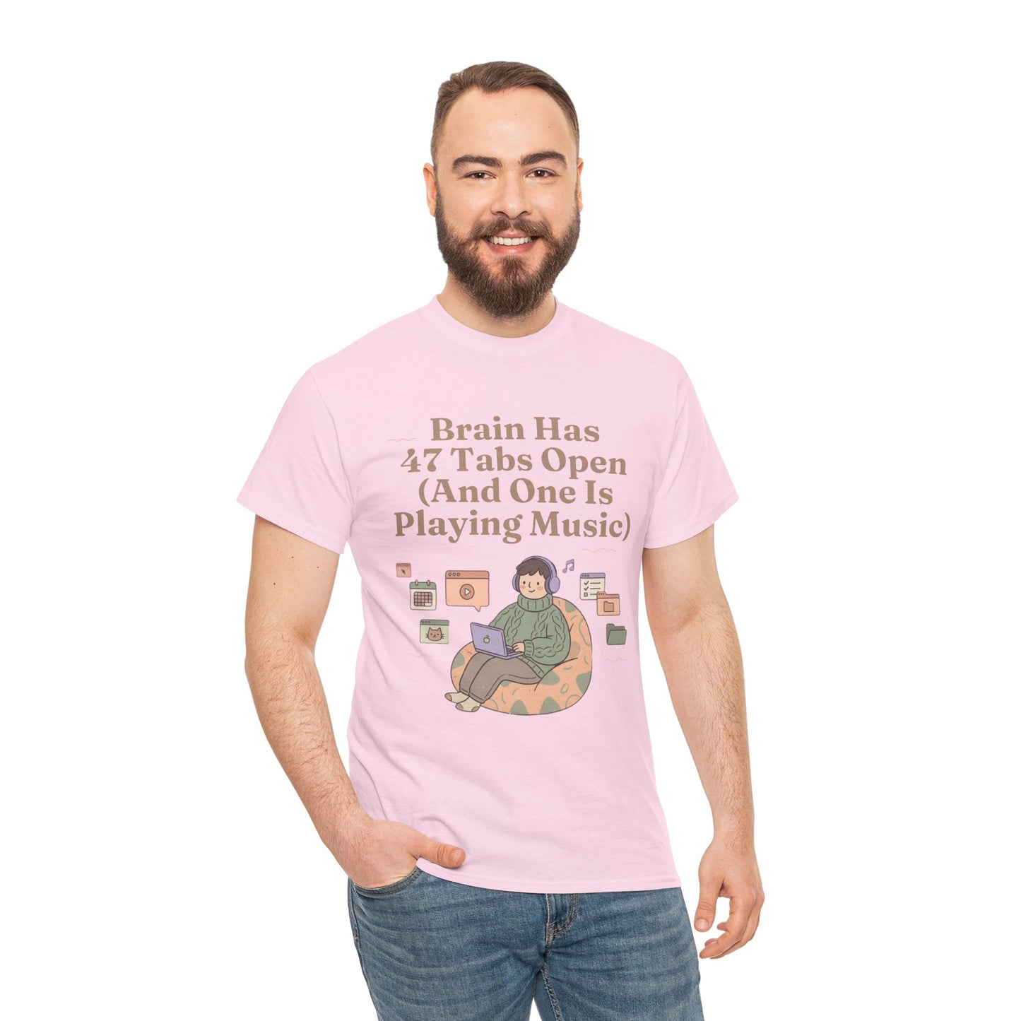 ADHD Lofi Aesthetic: 'Brain Has 47 Tabs Open (And One Is Playing Music)' Graphic Tee