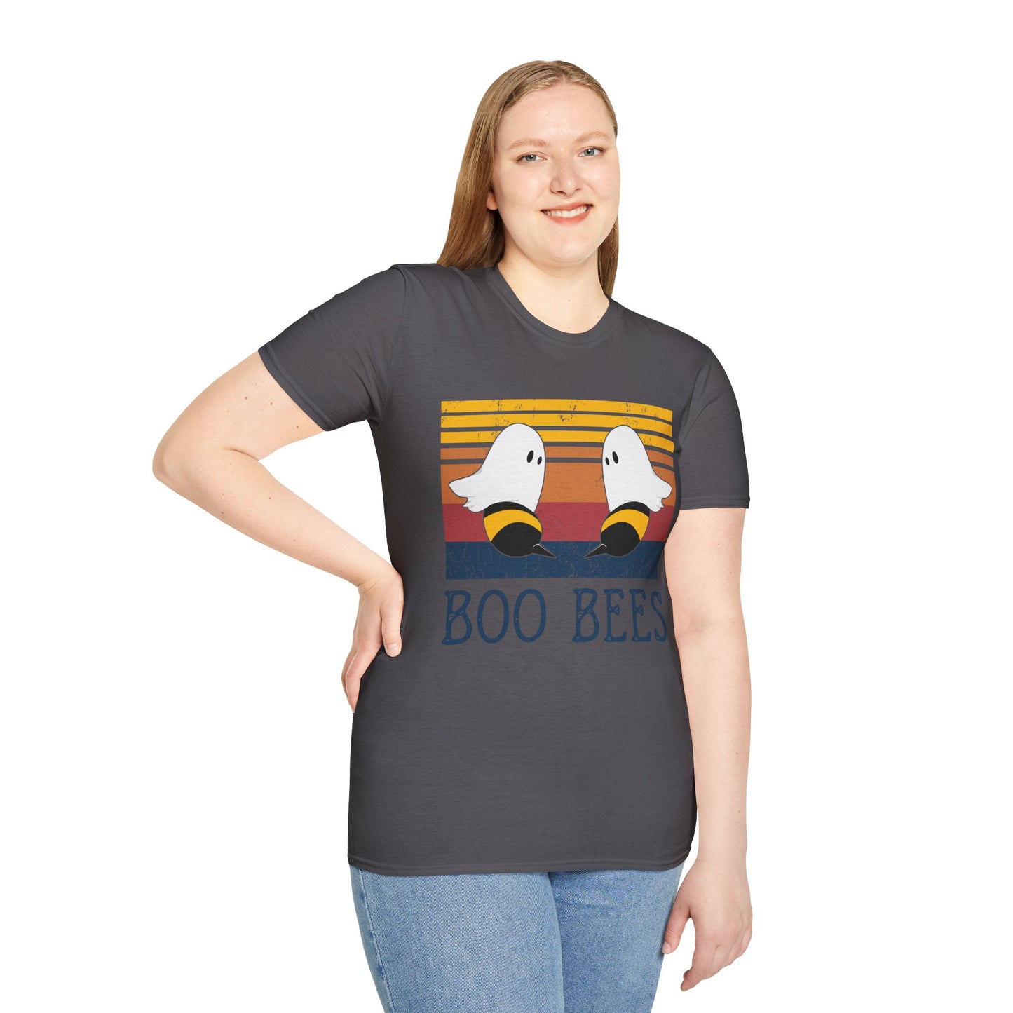 BOO BEES Retro Ghost‑Bee T‑Shirt – Funny Halloween Pun Tee for Spooky Season