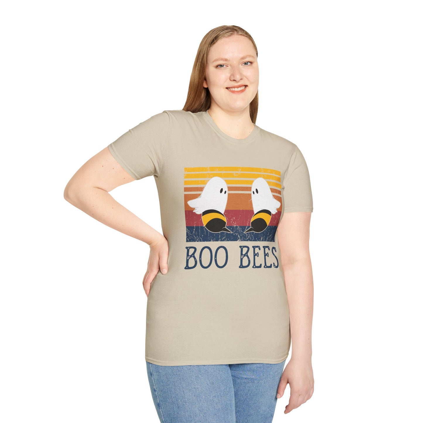 BOO BEES Retro Ghost‑Bee T‑Shirt – Funny Halloween Pun Tee for Spooky Season