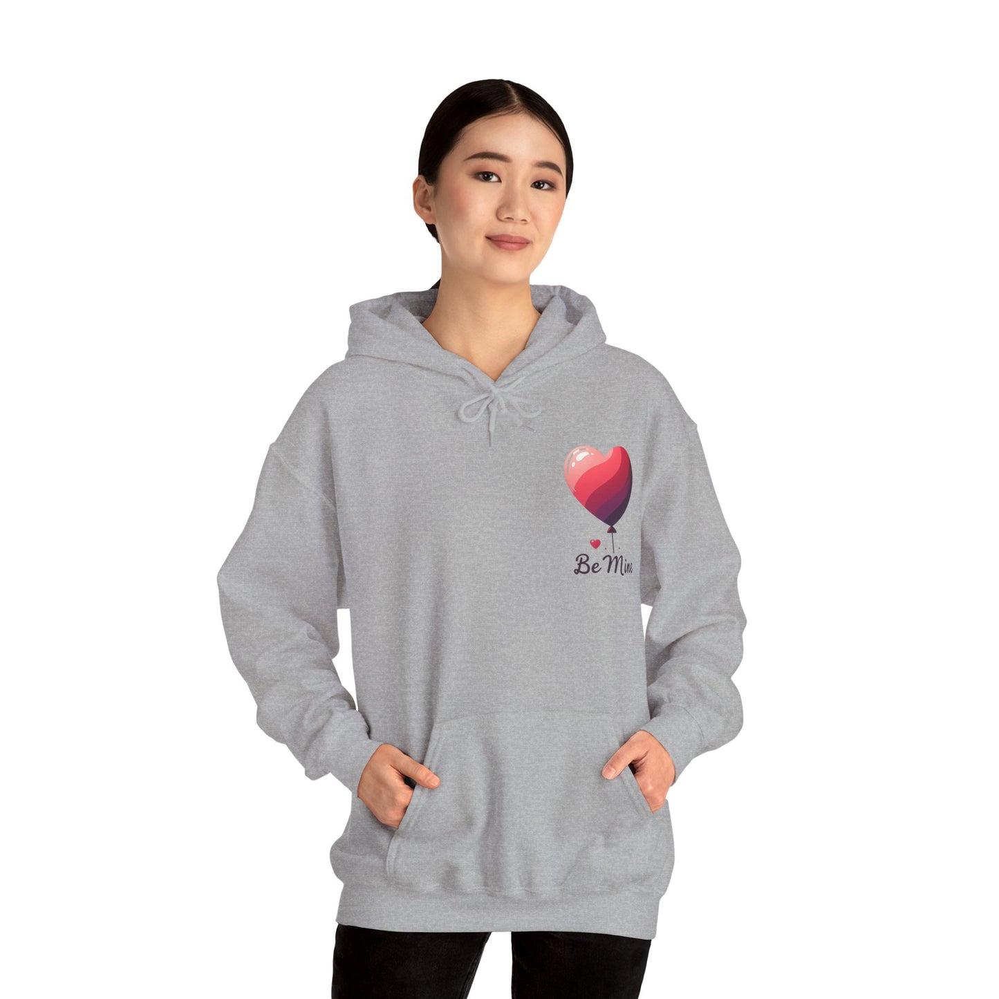 Minimalist Be Mine Valentine Heart Balloon Hoodie | Aesthetic Romantic Couple Sweatshirt