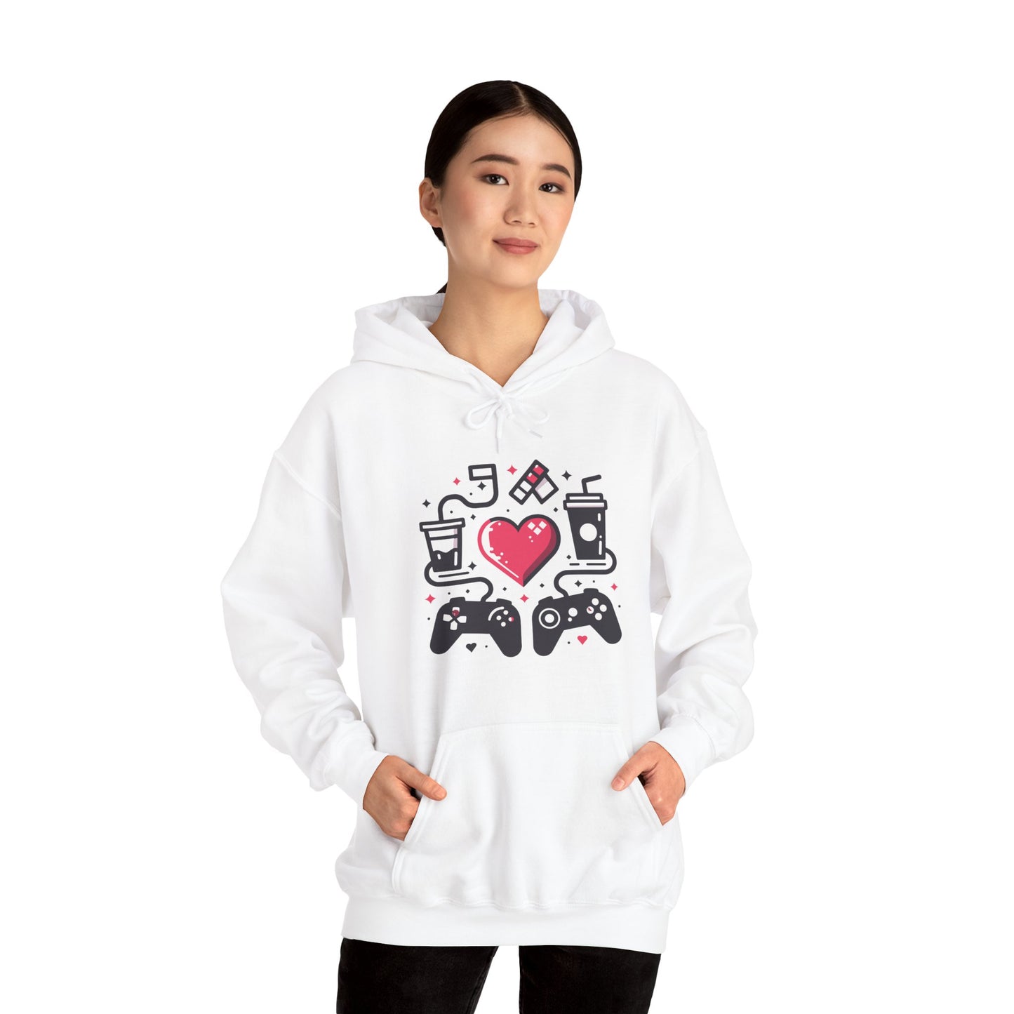 Viral Gamer Heart Life Hoodie - Retro Controllers Soda & Snacks Graphic Unisex Sweatshirt - Ultimate Gaming Gift