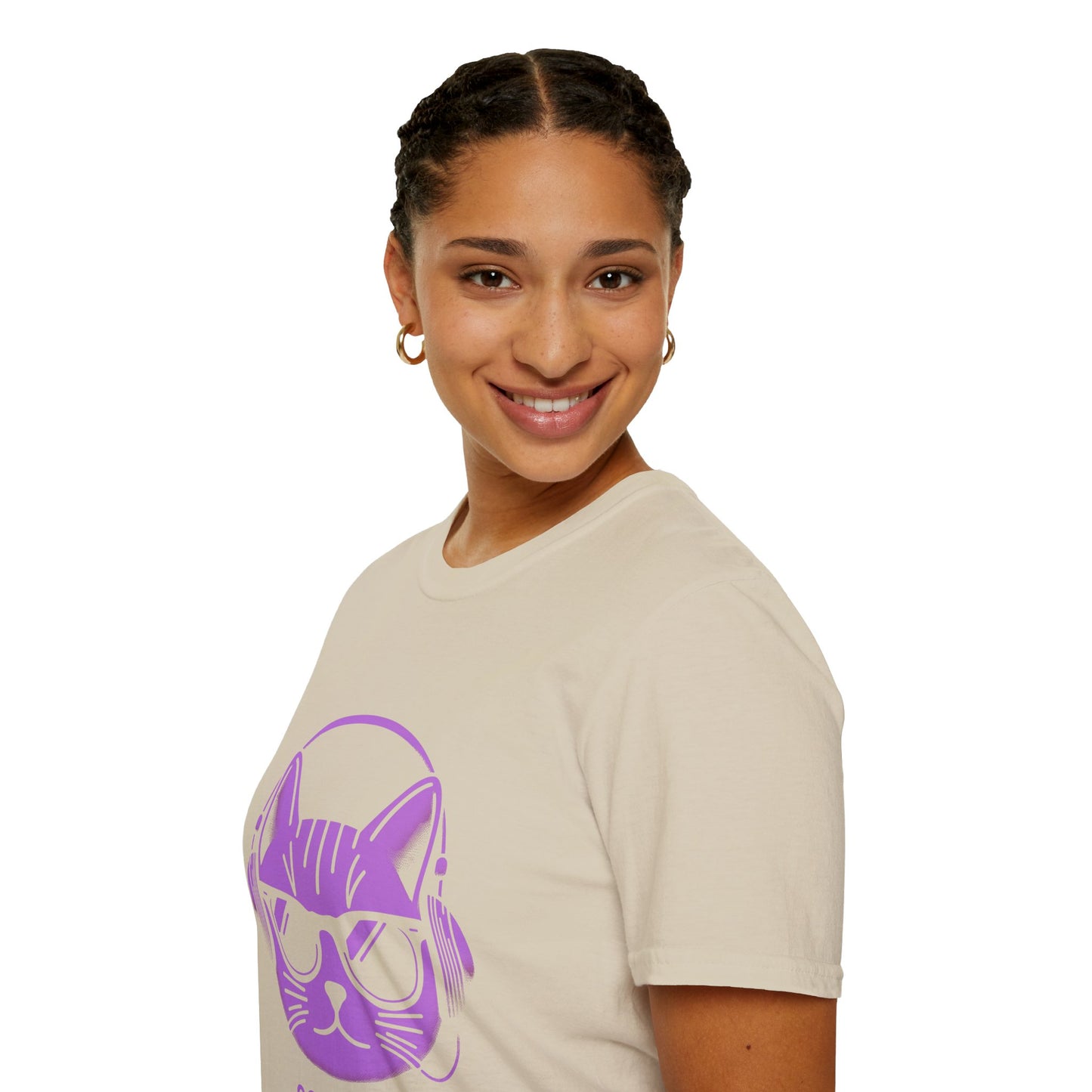 Cool Cat - Halloween Cat with Headphones Unisex Softstyle T-Shirt