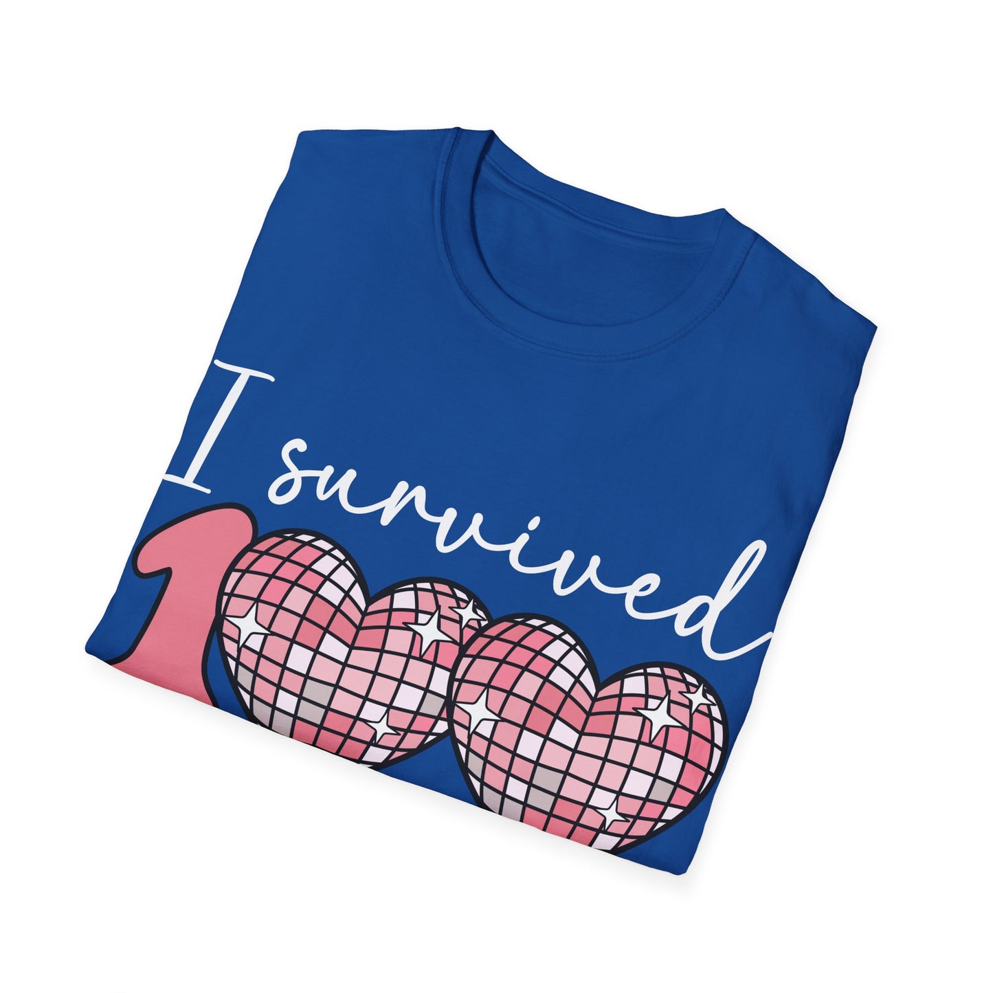 I Survived 100 Days of School Shirt | Funny Retro Disco Heart Black Tee | Groovy Teacher Student Humor Gift
