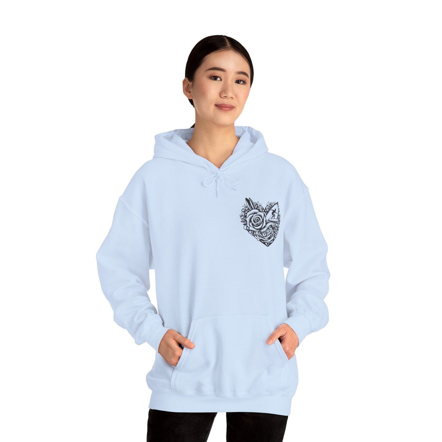 Viral Light Pink Fox Heart Hoodie - Cute Embroidered Animal Unisex Sweatshirt