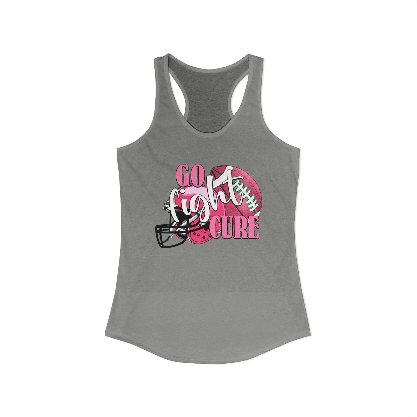 Go Fight Cure – Pink Ribbon Football Racerback Tank for Game‑Day Breast Cancer Awareness