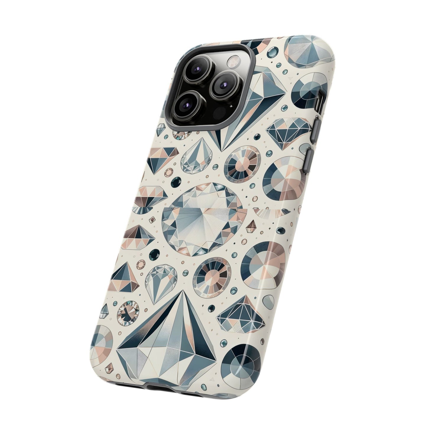 Diamond Pattern iPhone Case | Dual Layer Tough Cover | Luxury Gemstone Print | Glossy or Matte Finish | Shockproof Polycarbonate & TPU Shell