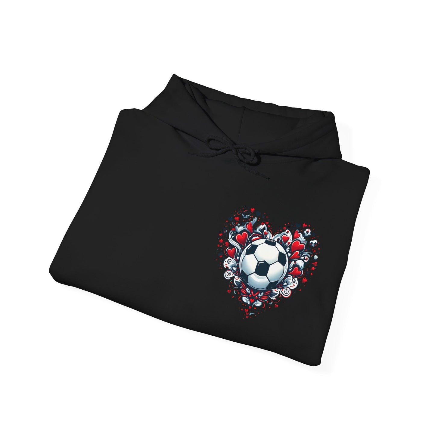 Love the Game Soccer Heart Hoodie | Minimalist Left-Chest Print | Soccer Mom & Fan Gift