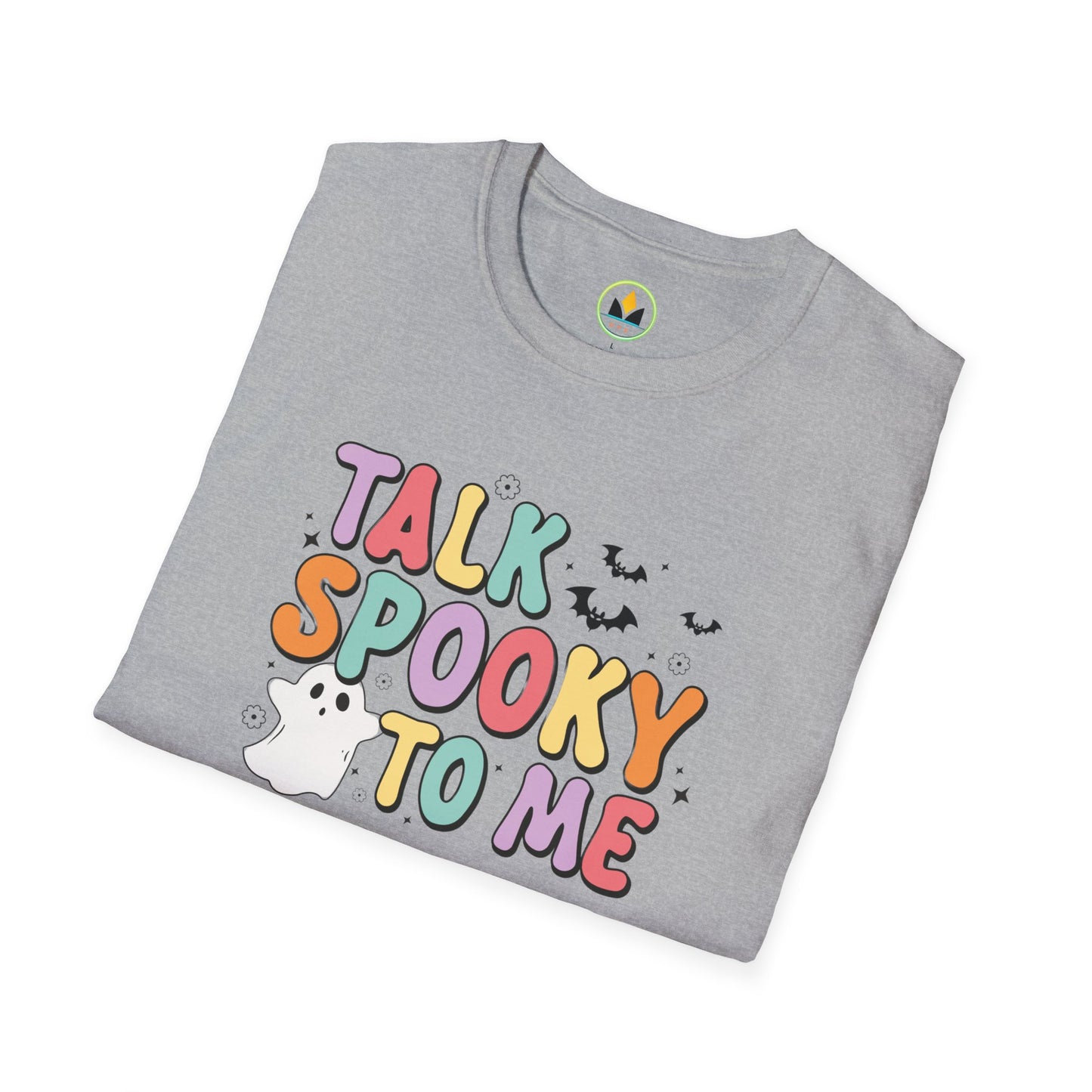 Talk Spooky To Me – Cute Pastel Ghost Halloween T‑Shirt for Spooky Season Lovers