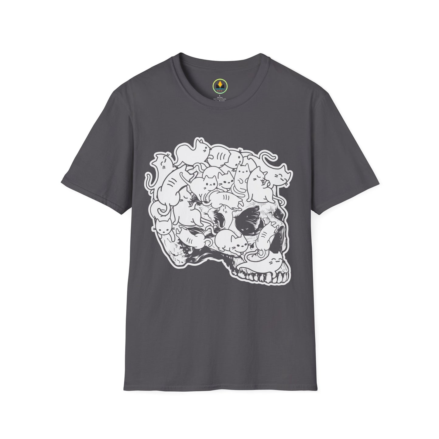 Spooky Feline Fun - Halloween Skull & Cats T-Shirt | Unique October Apparel