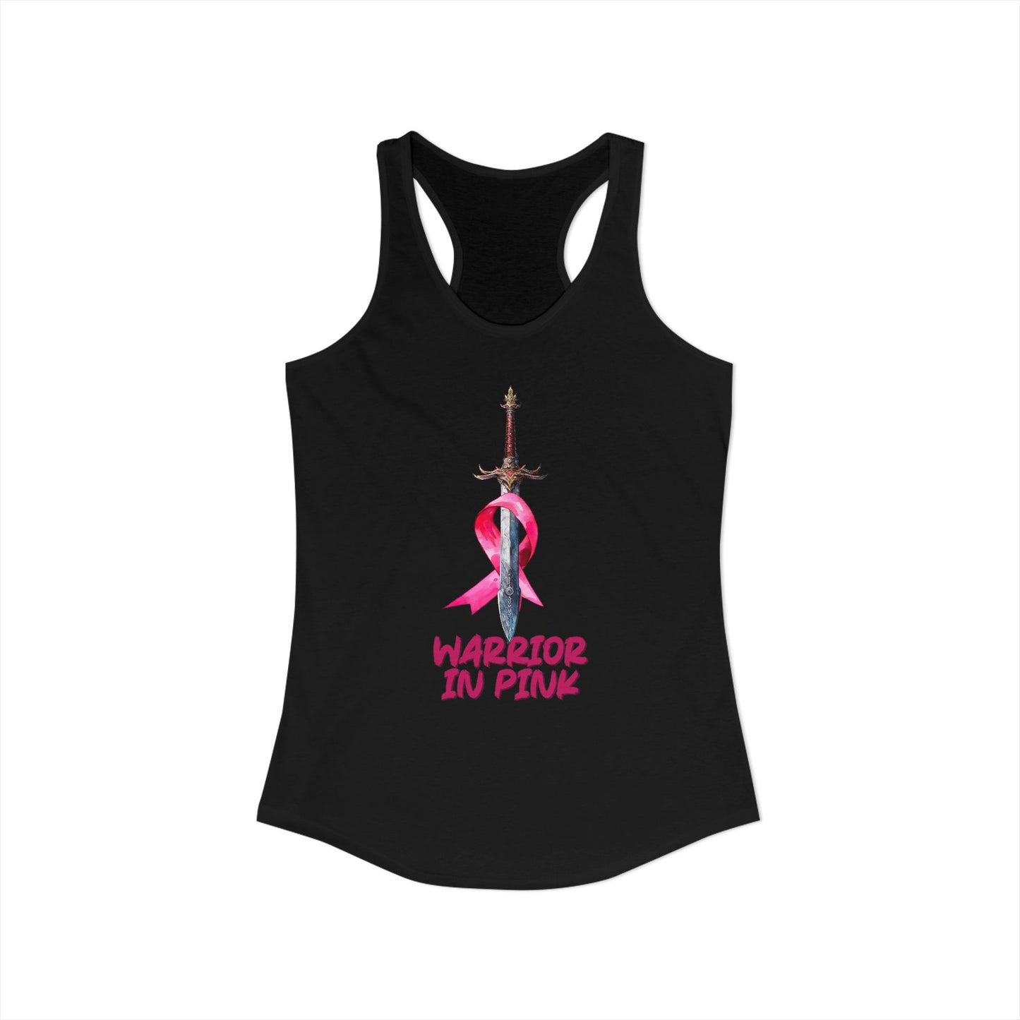 Warrior in Pink Tank Top | Breast Cancer Awareness Racerback | Sword & Ribbon Survivor Shirt | Support Squad Gift | Women's Activewear