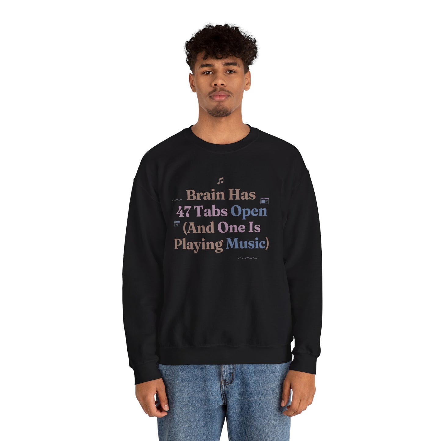 Hyperfocus Mode: '47 Tabs Open & Playing Music' Neurospicy Lofi Sweatshirt