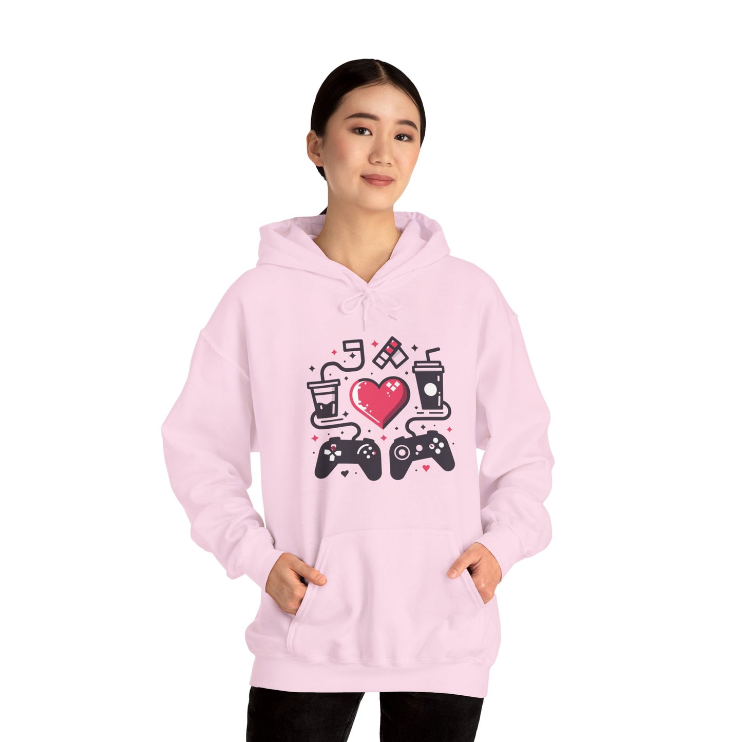 Viral Gamer Heart Life Hoodie - Retro Controllers Soda & Snacks Graphic Unisex Sweatshirt - Ultimate Gaming Gift