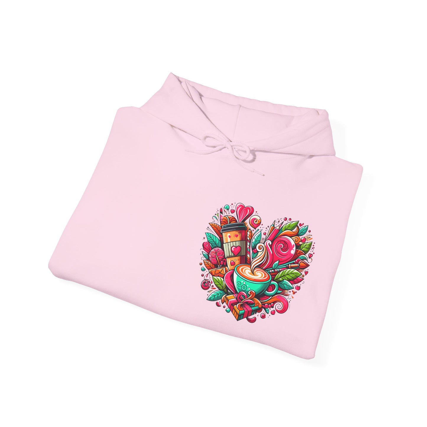 Urban Brew: Vibrant Graffiti Coffee Love Heart Hoodie