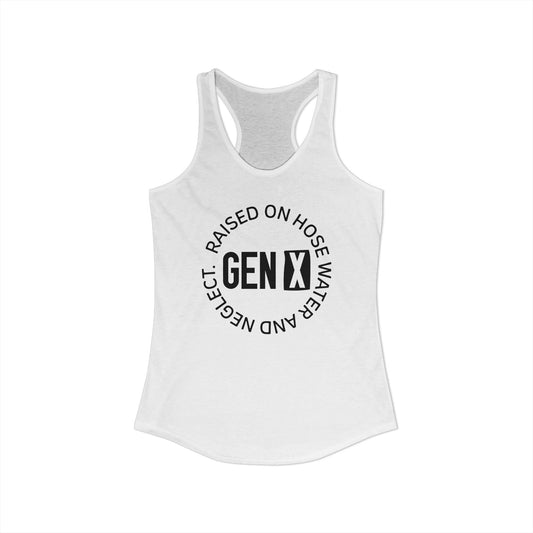 Gen X Circle Racerback Tank – Raised on Hose Water & Neglect Retro Nostalgia Top