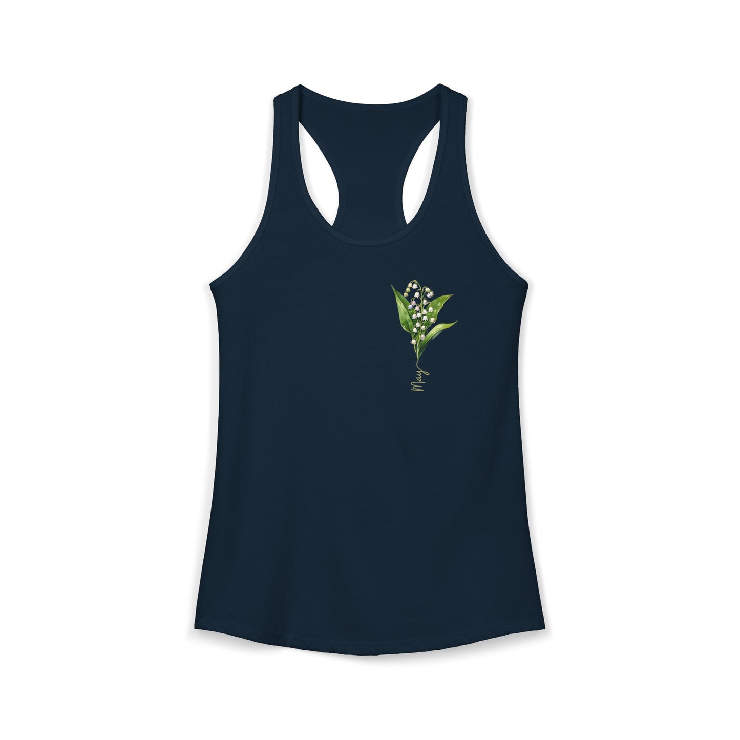 May Birth Flower Elegance – Lily of the Valley Women’s Racerback Tank