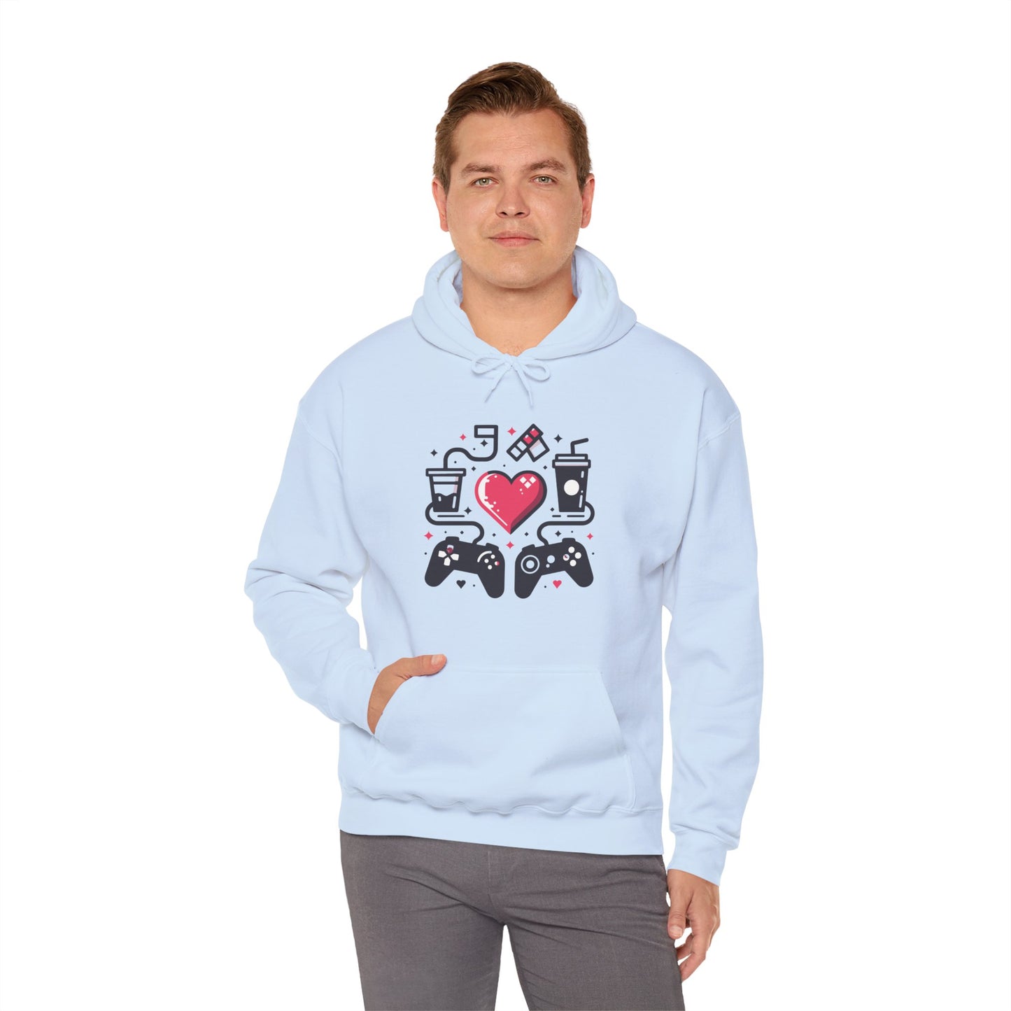 Viral Gamer Heart Life Hoodie - Retro Controllers Soda & Snacks Graphic Unisex Sweatshirt - Ultimate Gaming Gift