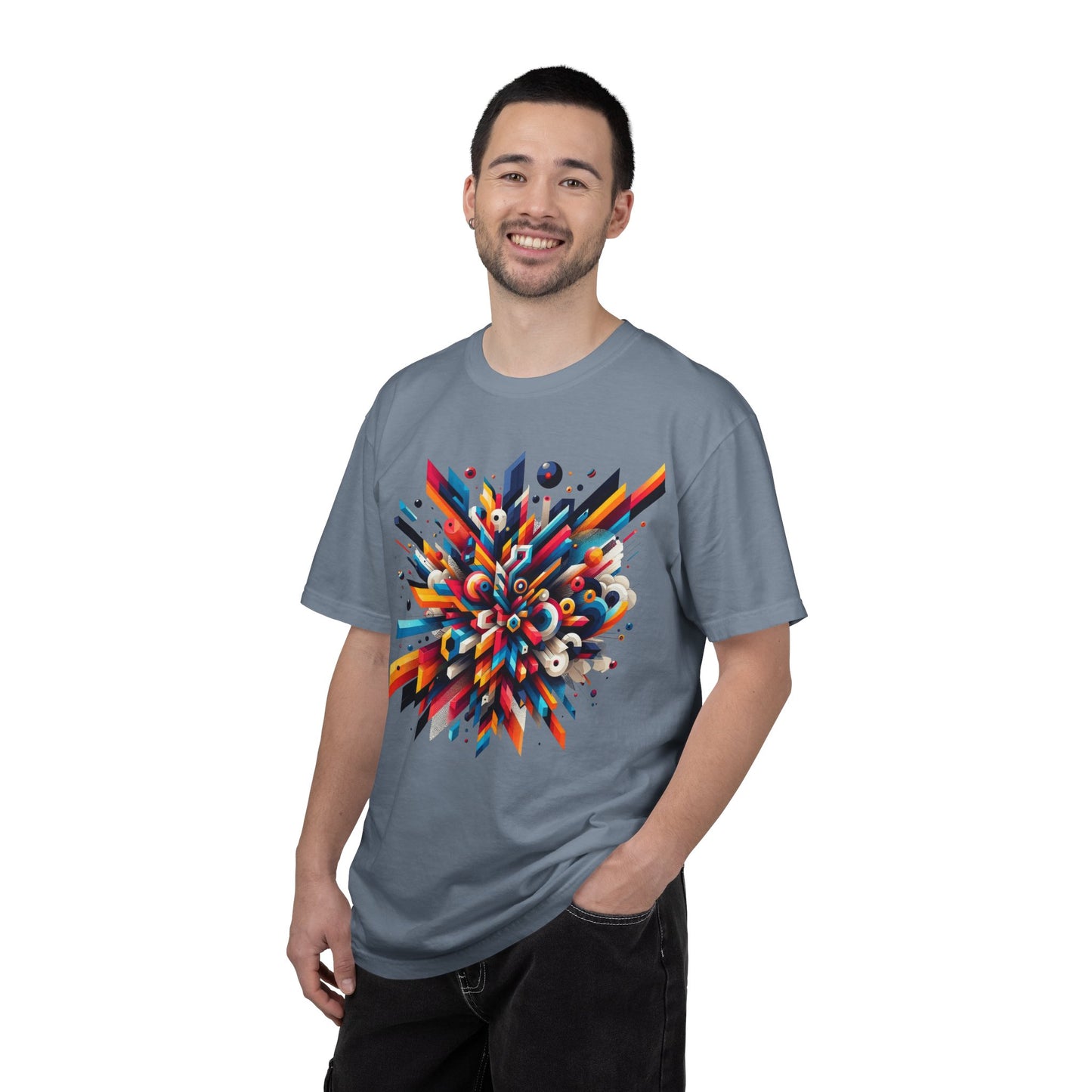 Abstract Art Energy Shirt | Comfort Colors 1717 | Vibrant Geometric Explosion Tee | Soft Washed Garment Dyed Cotton | Artistic Streetwear